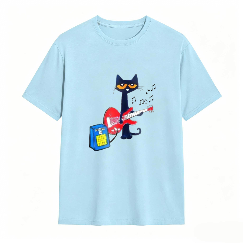 Pete the Cat Playing Guitar Funny Graphic Tee