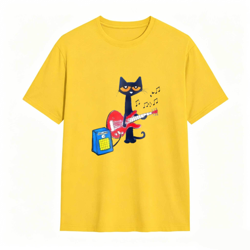 Pete the Cat Playing Guitar Funny Graphic Tee