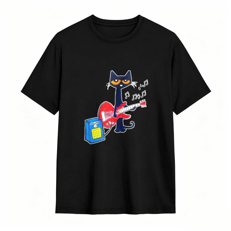 Pete the Cat Playing Guitar Funny Graphic Tee