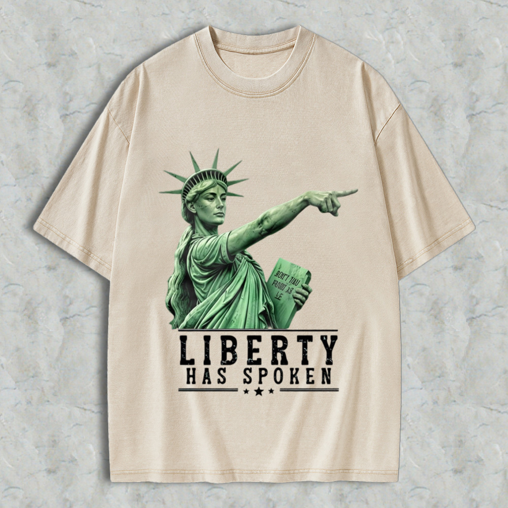 Liberty Has Spoken Statue Of Liberty Graphic Washed T-shirt