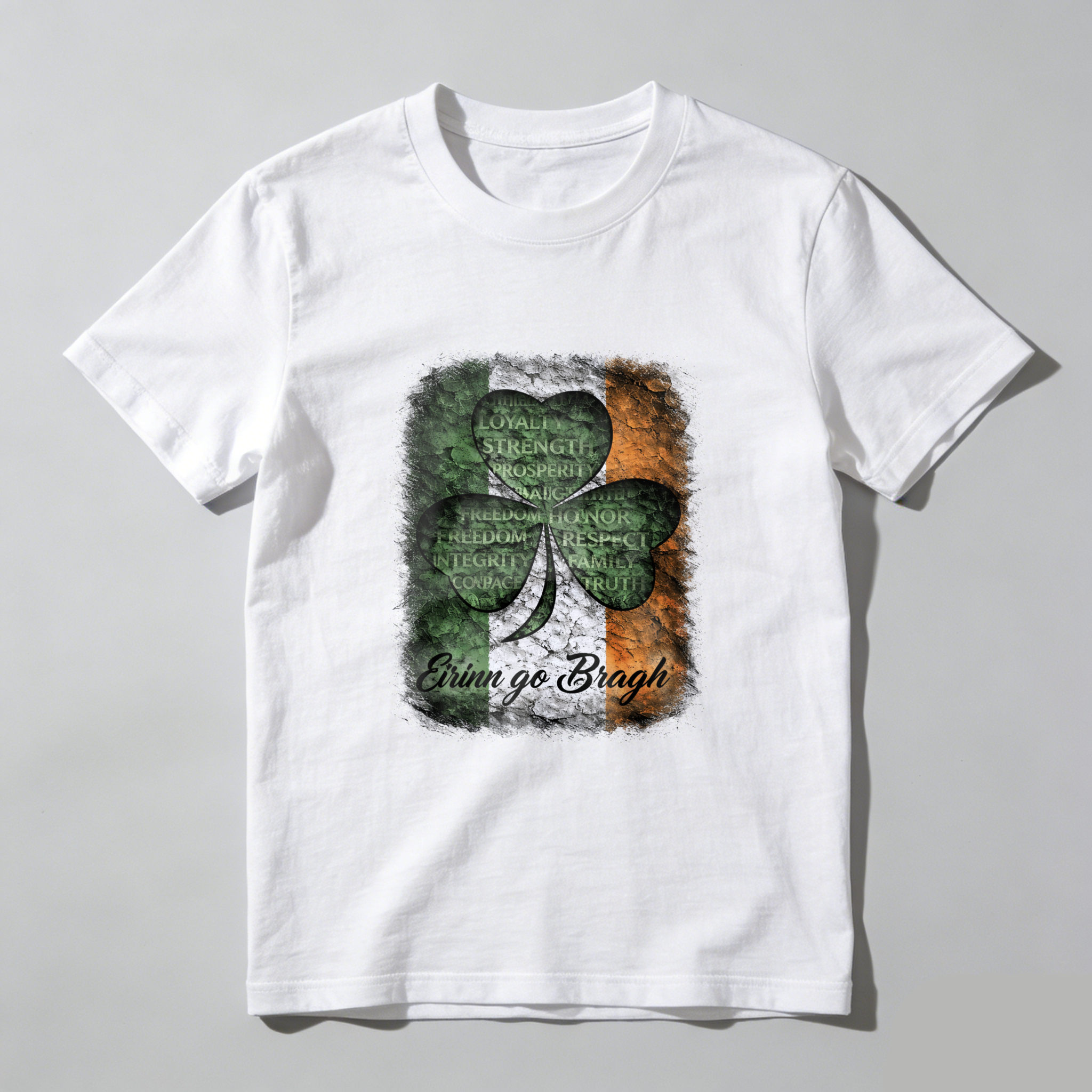 TEECURENT Irish Shamrock Flag T-Shirt With Erin Go Bragh And Irish Values Design For St Patrick's Day And Irish Pride