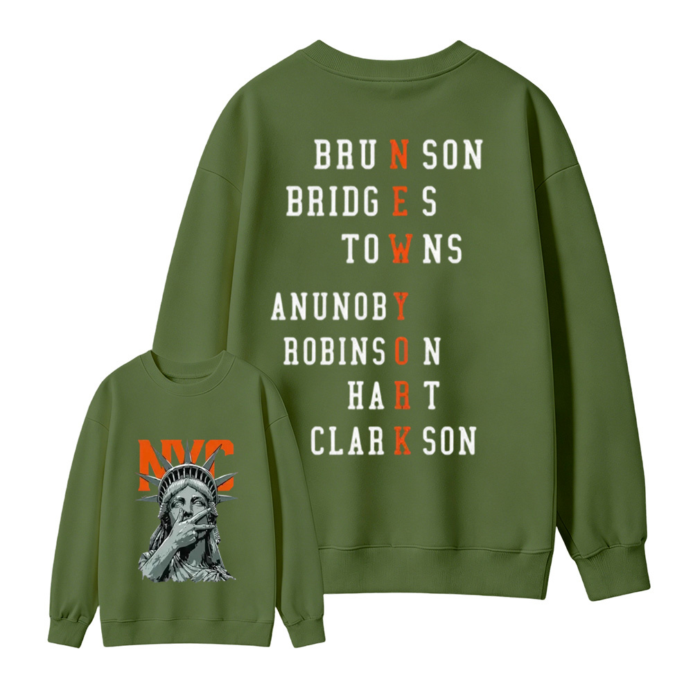 NewYork 2 side Graphic Sweatshirt , Basketball Fans Apparel, Knicks Basketball Style Shirt, Basketball Streetwear, Orange Letter Graphic, Vintage Concert Game Day Gift For Fans, Unisex Top, Vibes