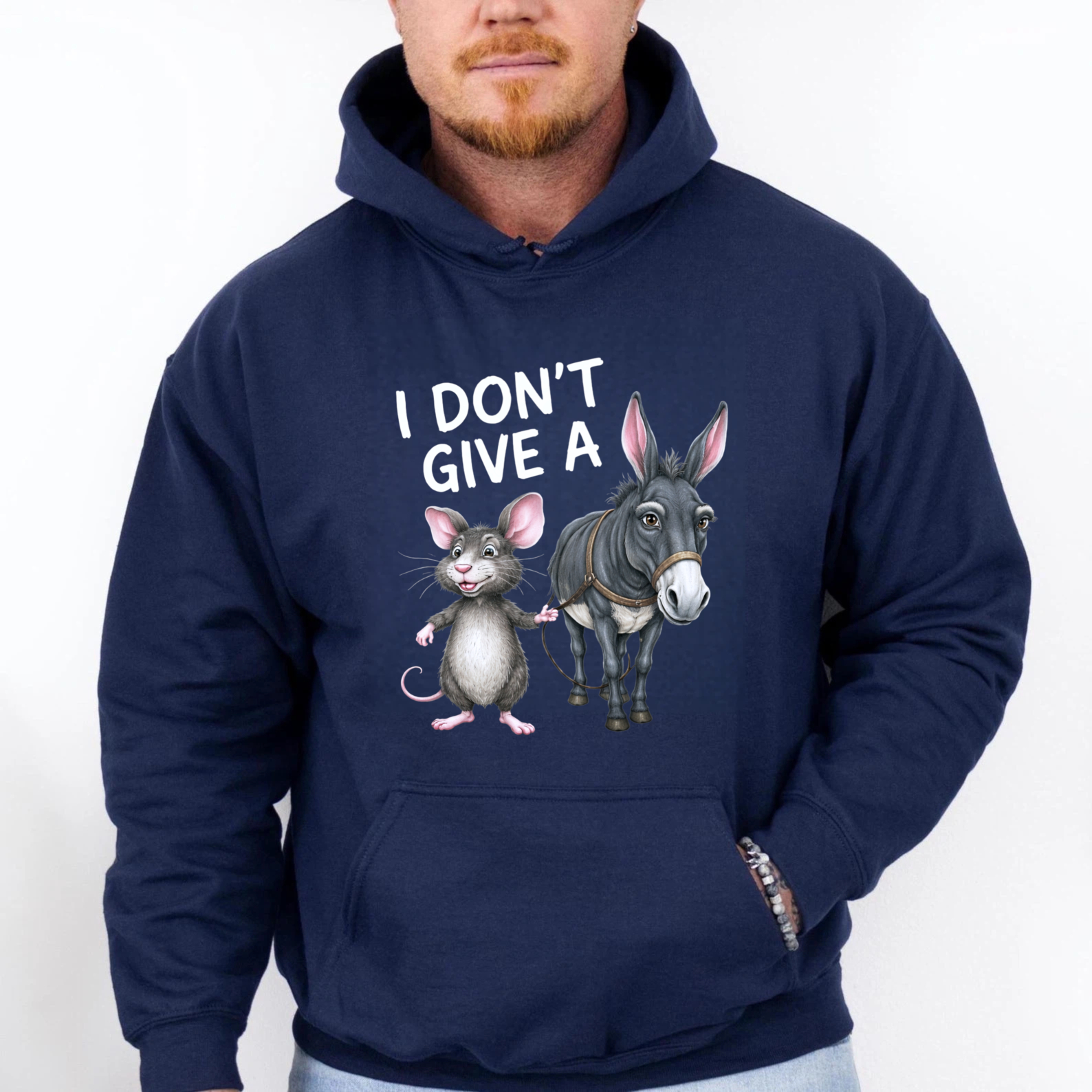TEECURENT Gildan I Dont Give A Rat And Donkey Hoodie Funny Animal Graphic Sweatshirt Casual Wear For Men Women Unisex Pullover Top