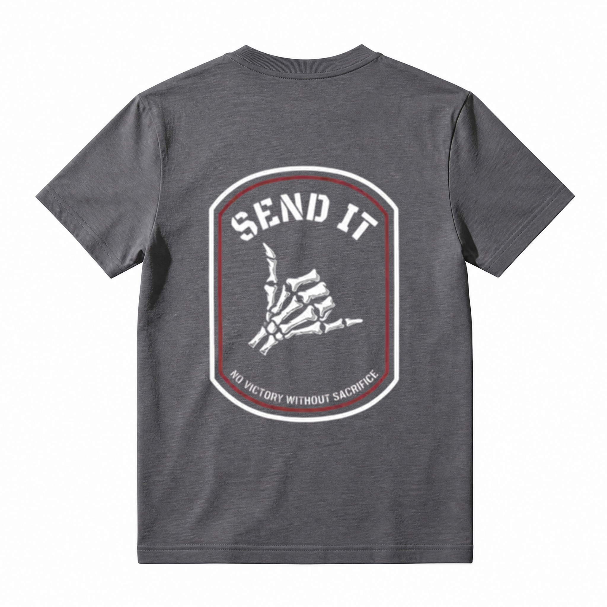 Send It Tactical Shirt Motivation Mindset Graphic Tee No Victory Without Sacrifice T-Shirt Tactical Streetwear Gym Shirt Edgy Skull Hand Graphic Tee for Men Women Casual Style Tee Casual Scoop Neck