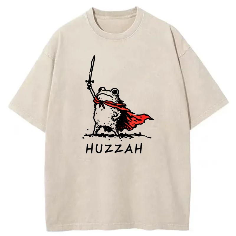Frog Warrior With Sword And Cape Huzzah tshirt 100% cotton