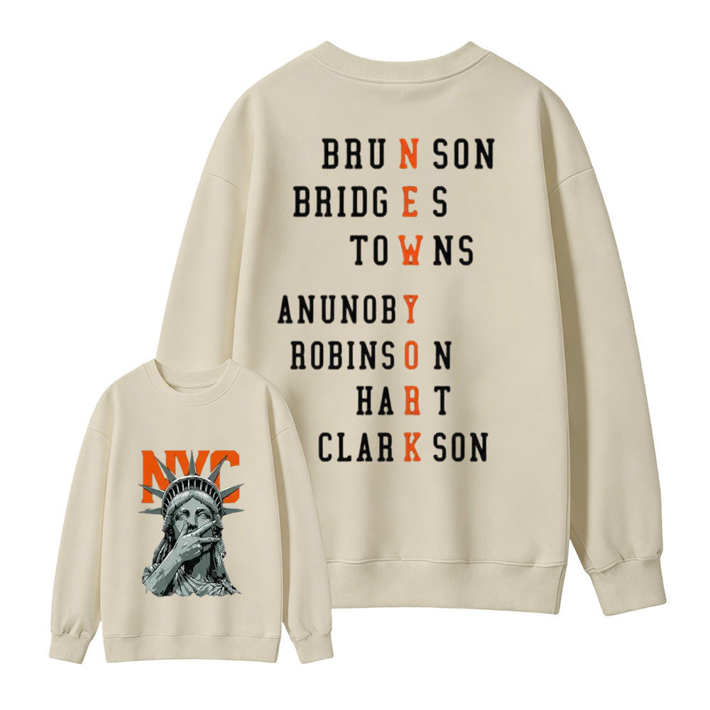NewYork 2 side Graphic  Hoodie , Basketball Fans Apparel, Knicks Basketball Style Shirt, Basketball Streetwear, Orange Letter Graphic, Vintage Concert Game Day Gift For Fans, Unisex Top, Vibes