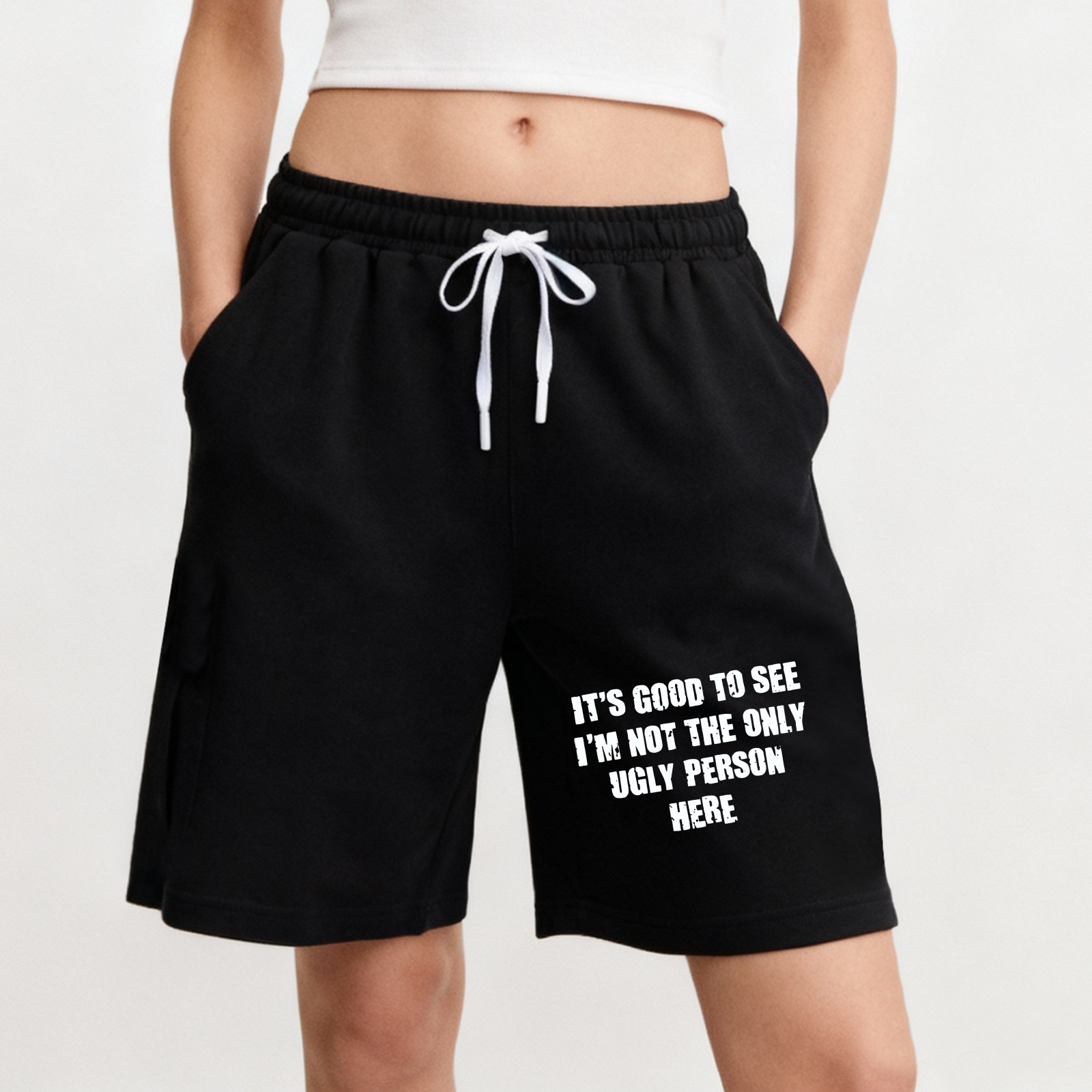 TEECURENT Its Good To See Im Not The Only Ugly Person Here Funny Shorts For Men And Women Casual Sweat Shorts With Drawstring Waistband Comfortable Loose Fit Sportswear