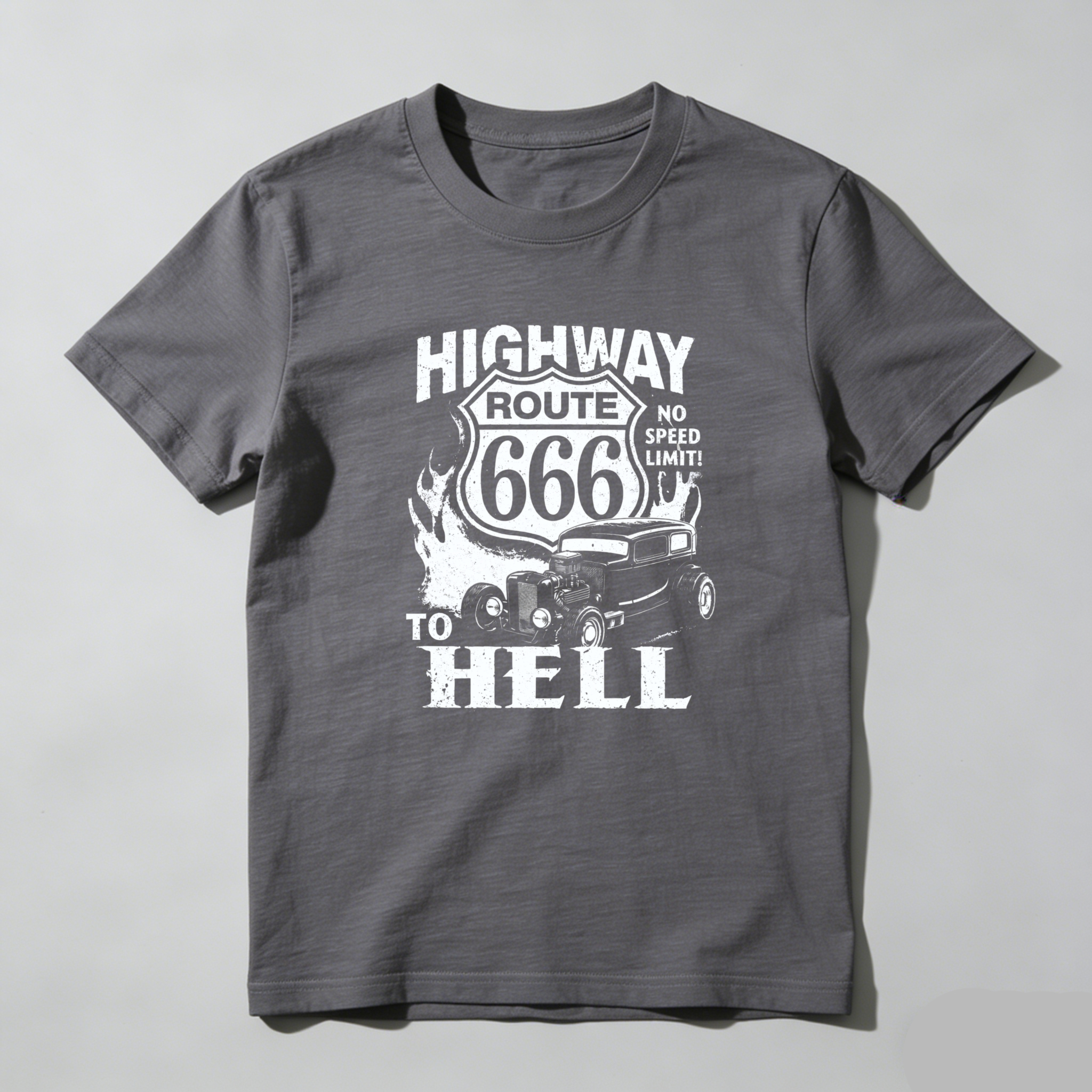 Highway Route 666 No Speed Limit To Hell Classic Car T Shirt