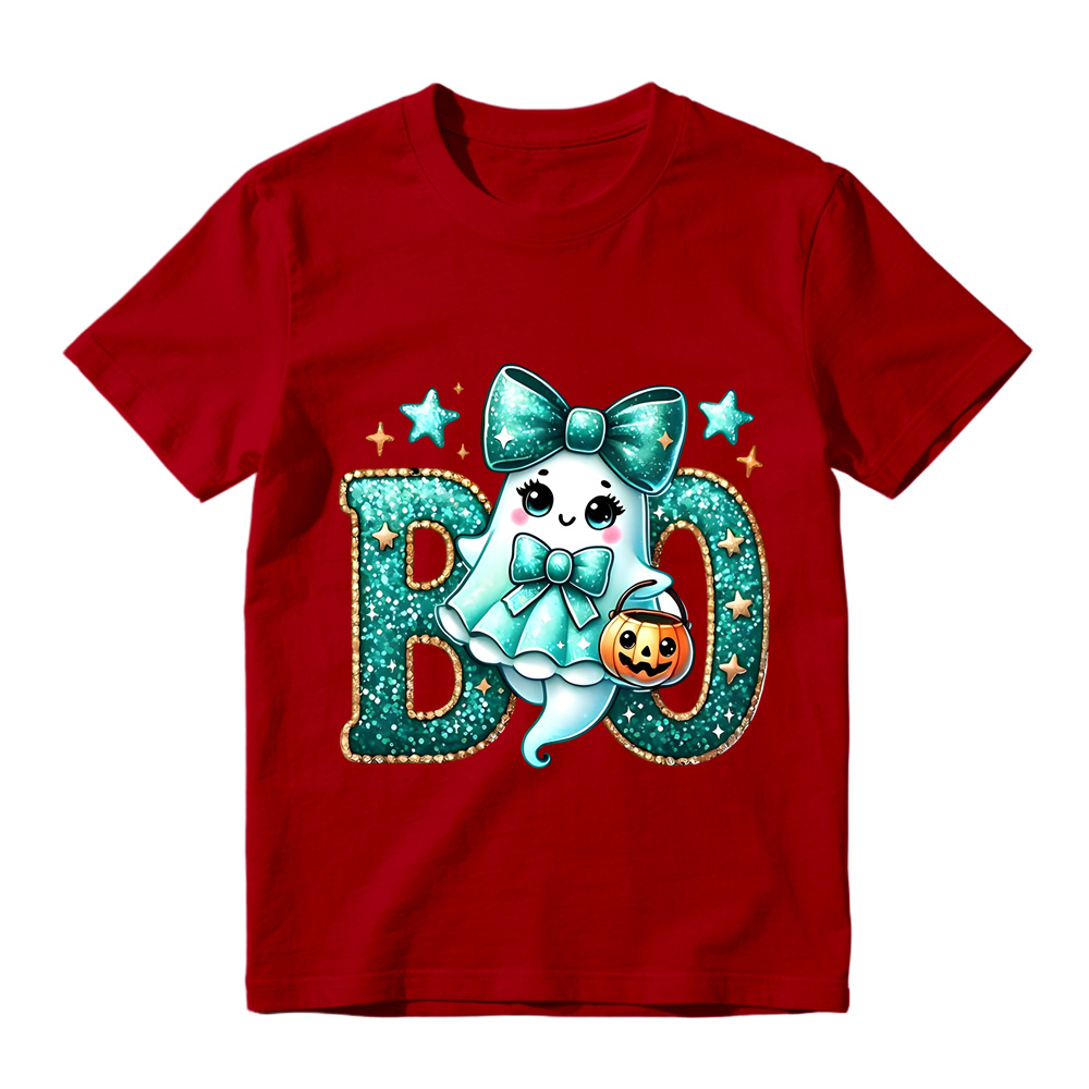 Glitter Teal Ghost with Bow Halloween T-Shirt