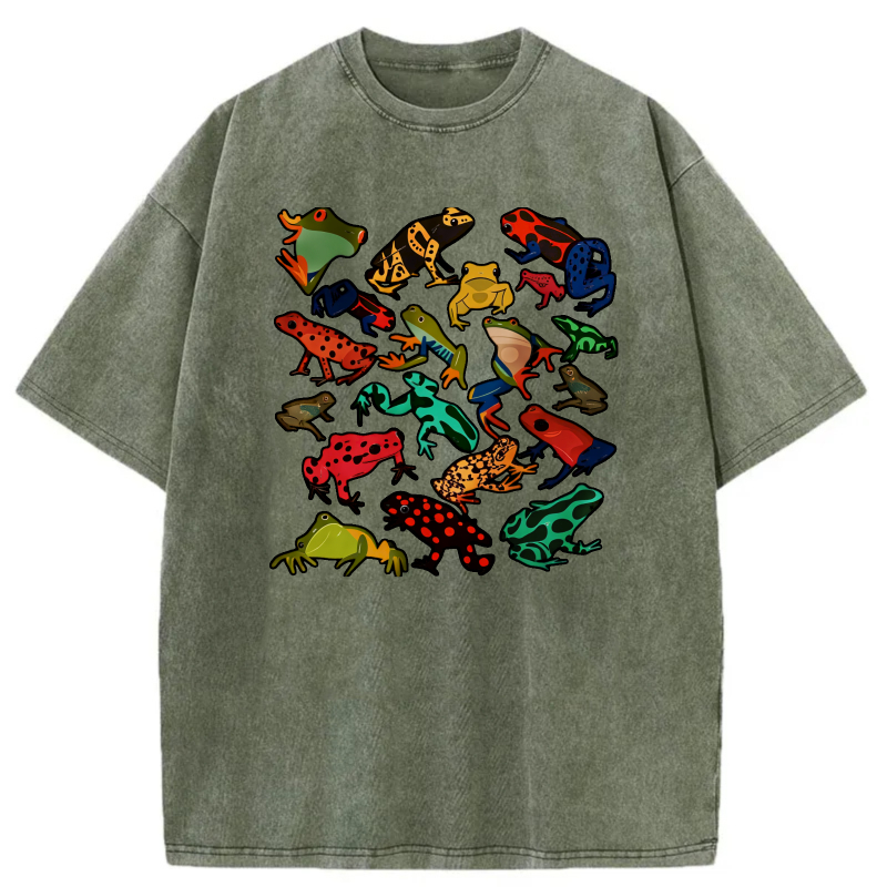 Colorful Frog Pattern Print Design tshirt 100% cotton