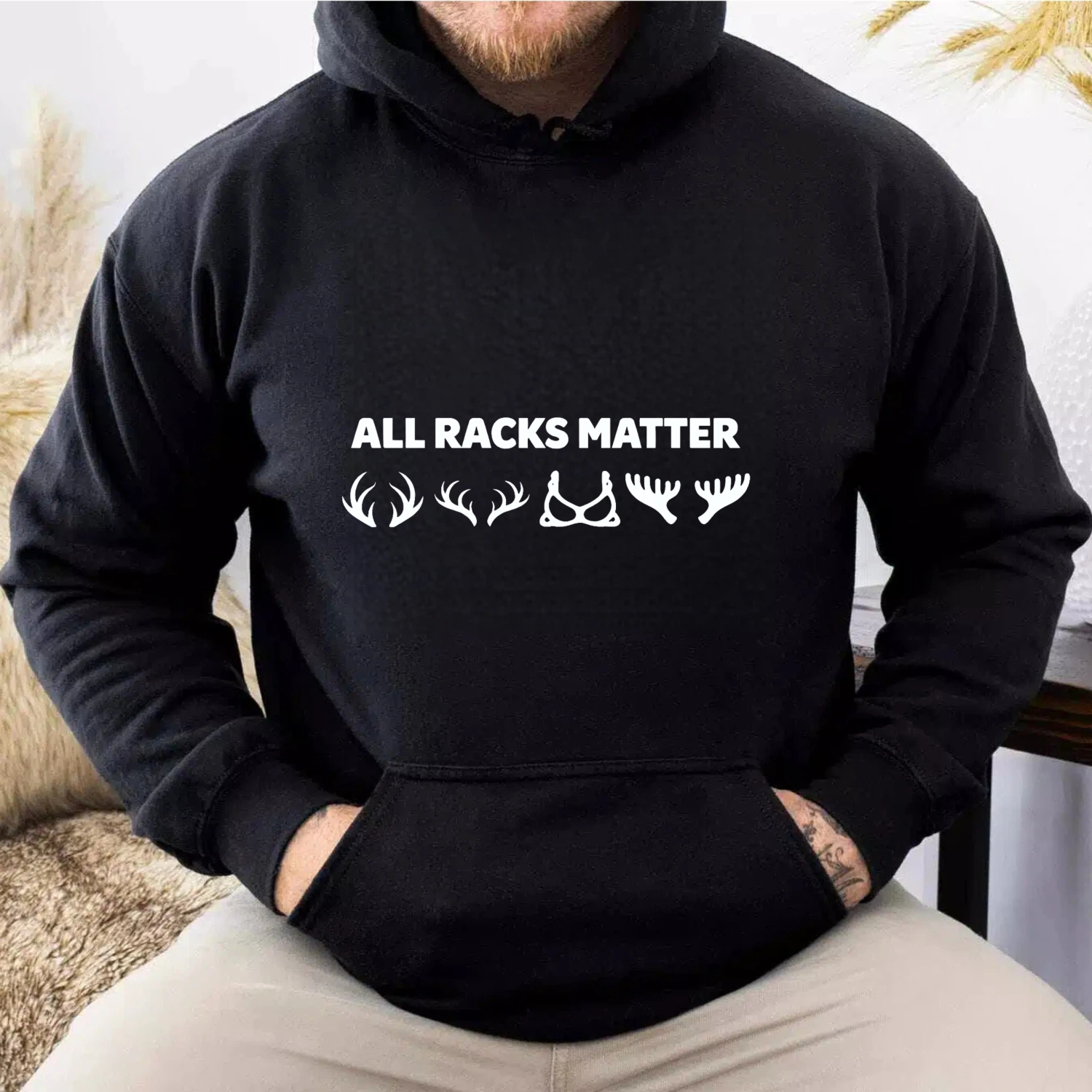 TEECURENT Gildan All Racks Matter Hoodie For Deer Hunting And Wildlife Enthusiasts With Antler Design