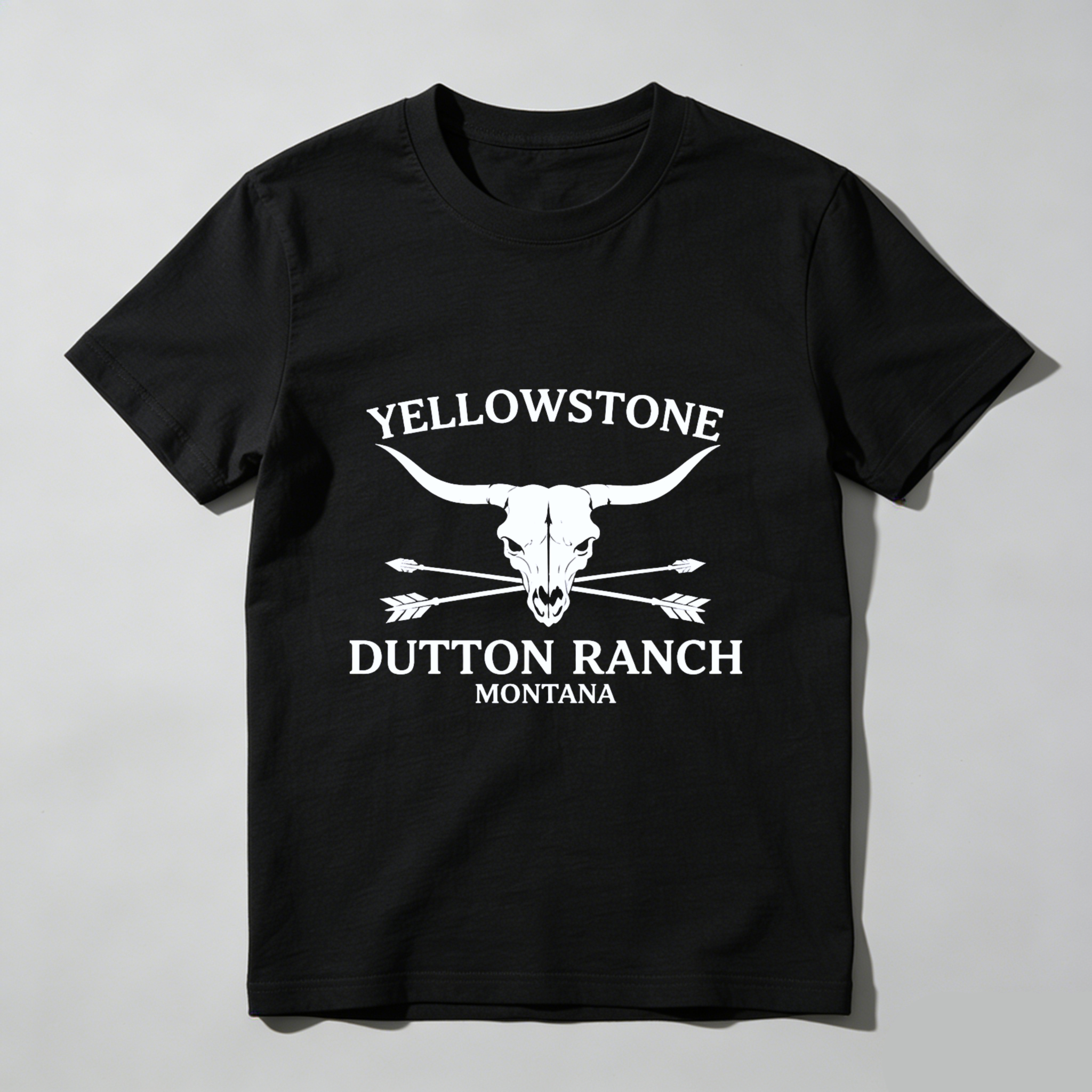 TEECURENT Yellowstone Dutton Ranch Montana Cow Skull T Shirt Black Men Women Western Cowboy Outfit Gift For Fans Of The Tv Show