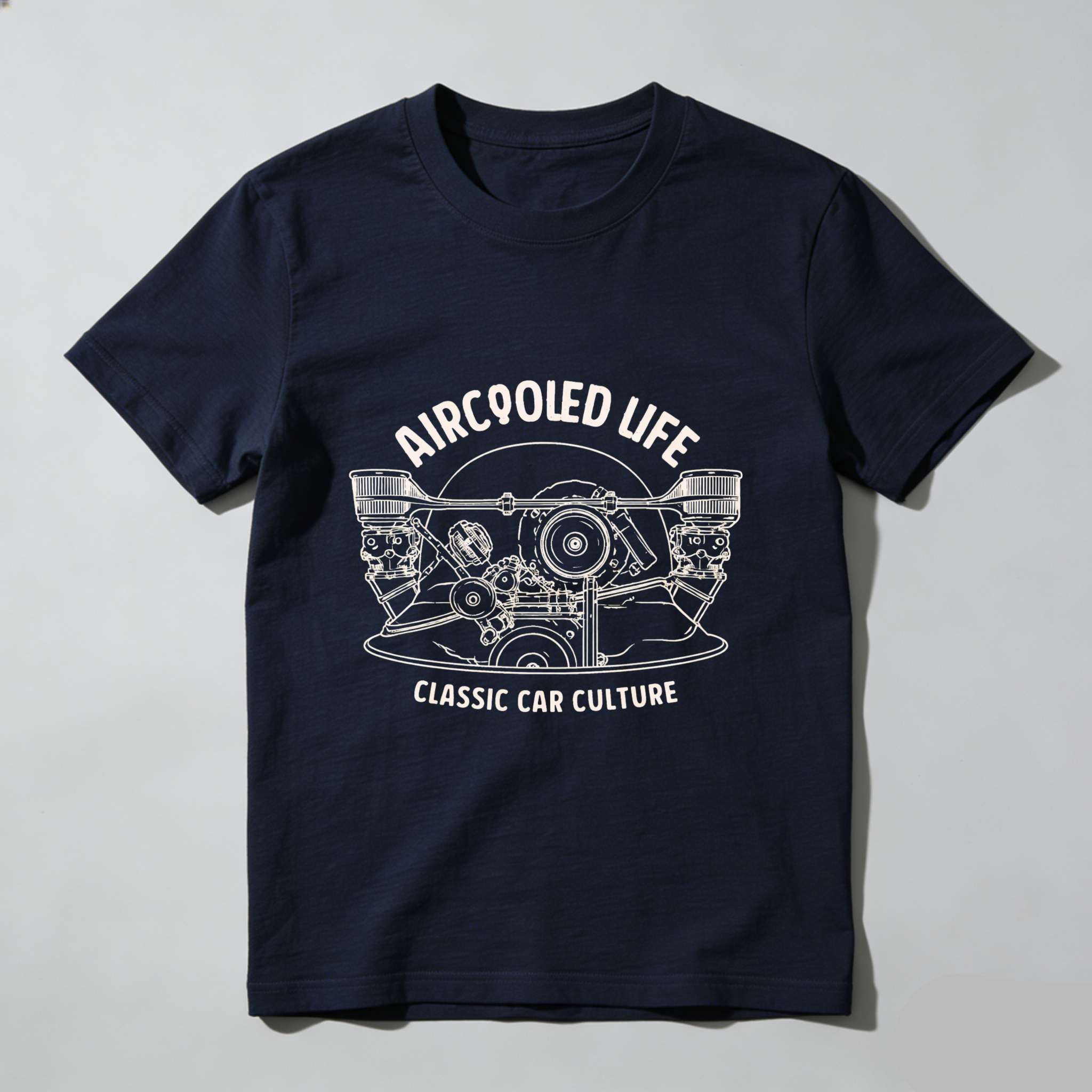 Aircooled Life Classic Car Culture T Shirt Vintage Automotive Engine Design Black Cotton Men's Tee