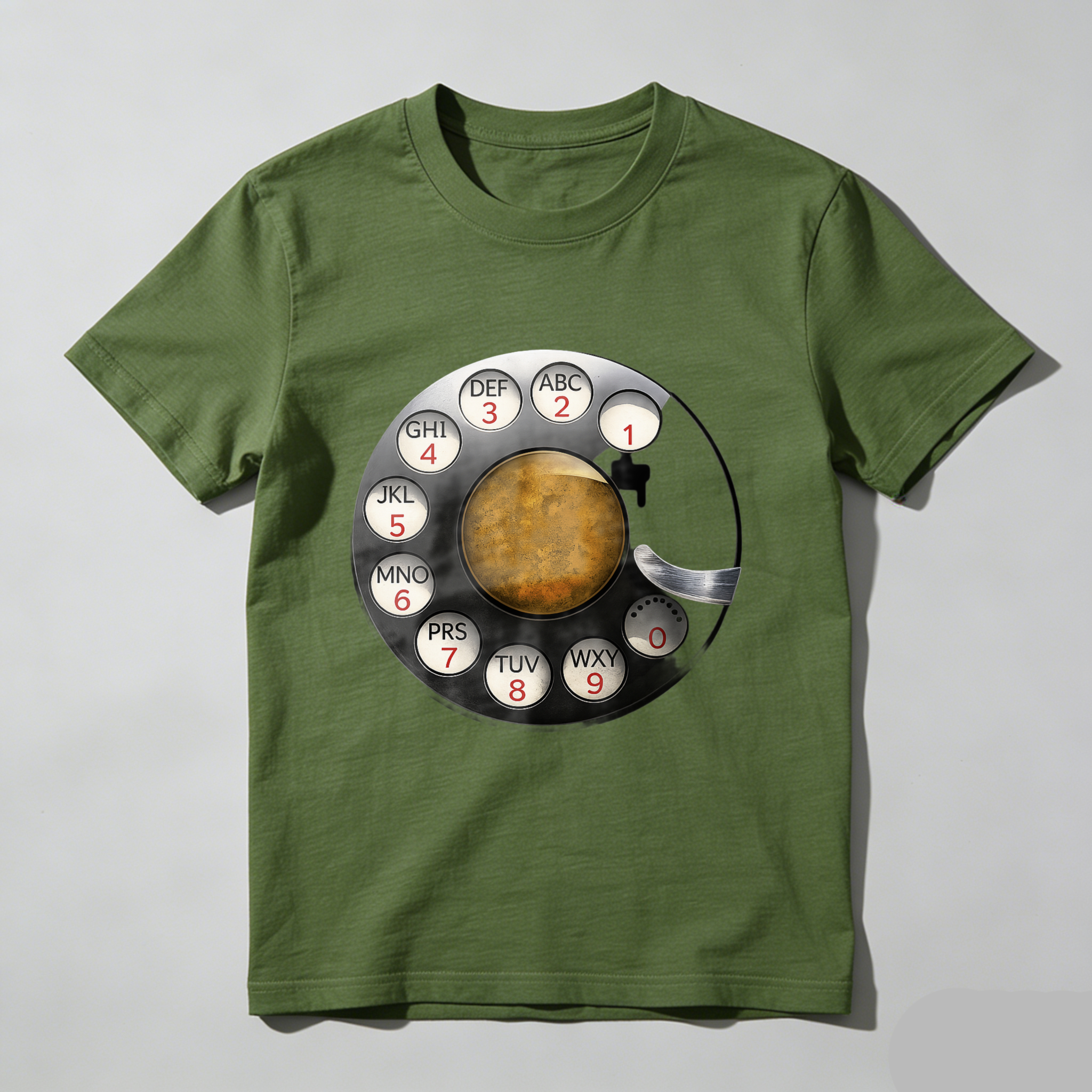 Retro Rotary Phone Dial Design Black T-Shirt Made In Usa