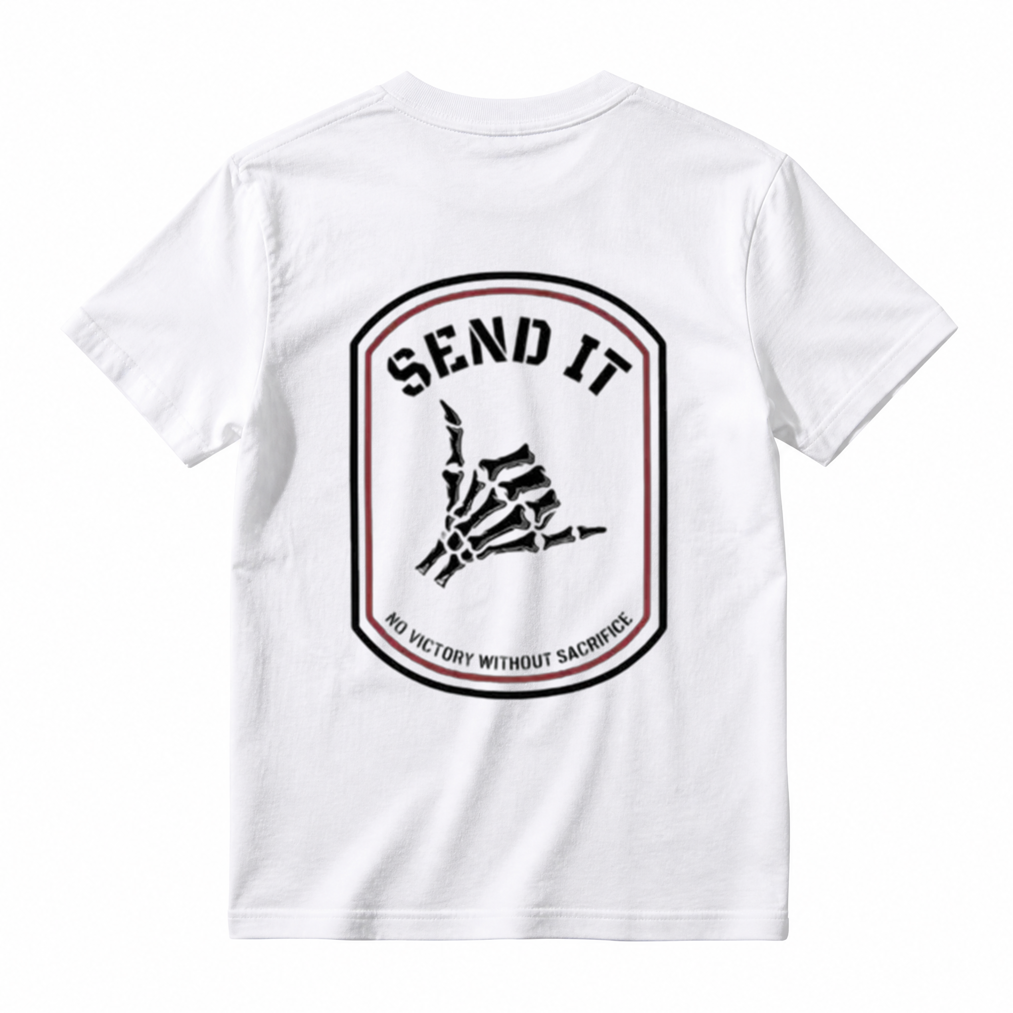 Send It Tactical Shirt Motivation Mindset Graphic Tee No Victory Without Sacrifice T-Shirt Tactical Streetwear Gym Shirt Edgy Skull Hand Graphic Tee for Men Women Casual Style Tee Casual Scoop Neck