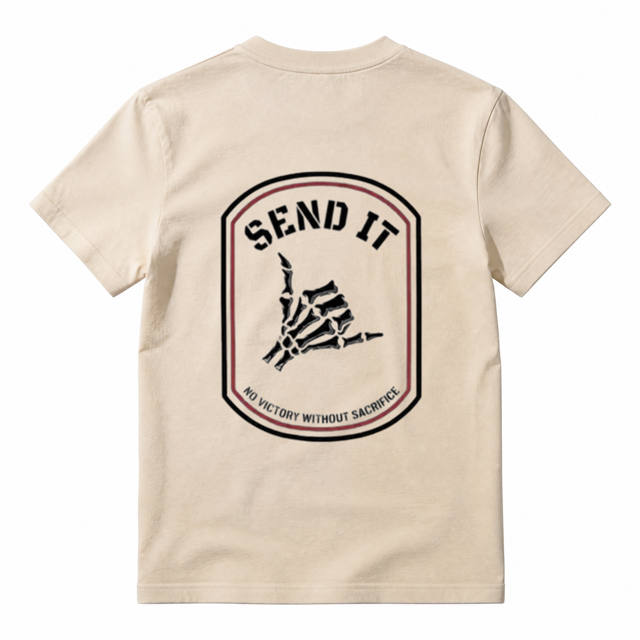 Send It Tactical Shirt Motivation Mindset Graphic Tee No Victory Without Sacrifice T-Shirt Tactical Streetwear Gym Shirt Edgy Skull Hand Graphic Tee for Men Women Casual Style Tee Casual Scoop Neck