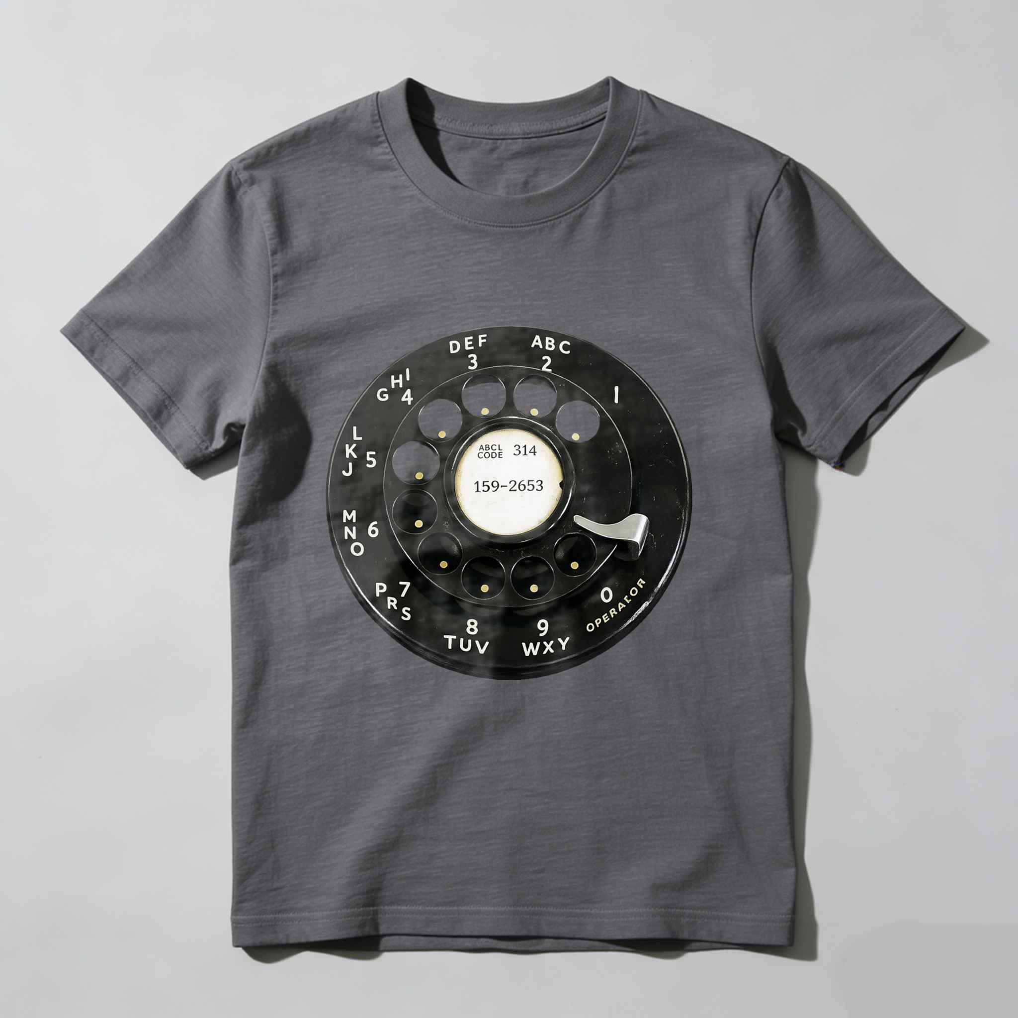 Vintage Rotary Phone Dial Design T Shirt Made In Usa Retro Telephone Graphic Unisex Black Tee