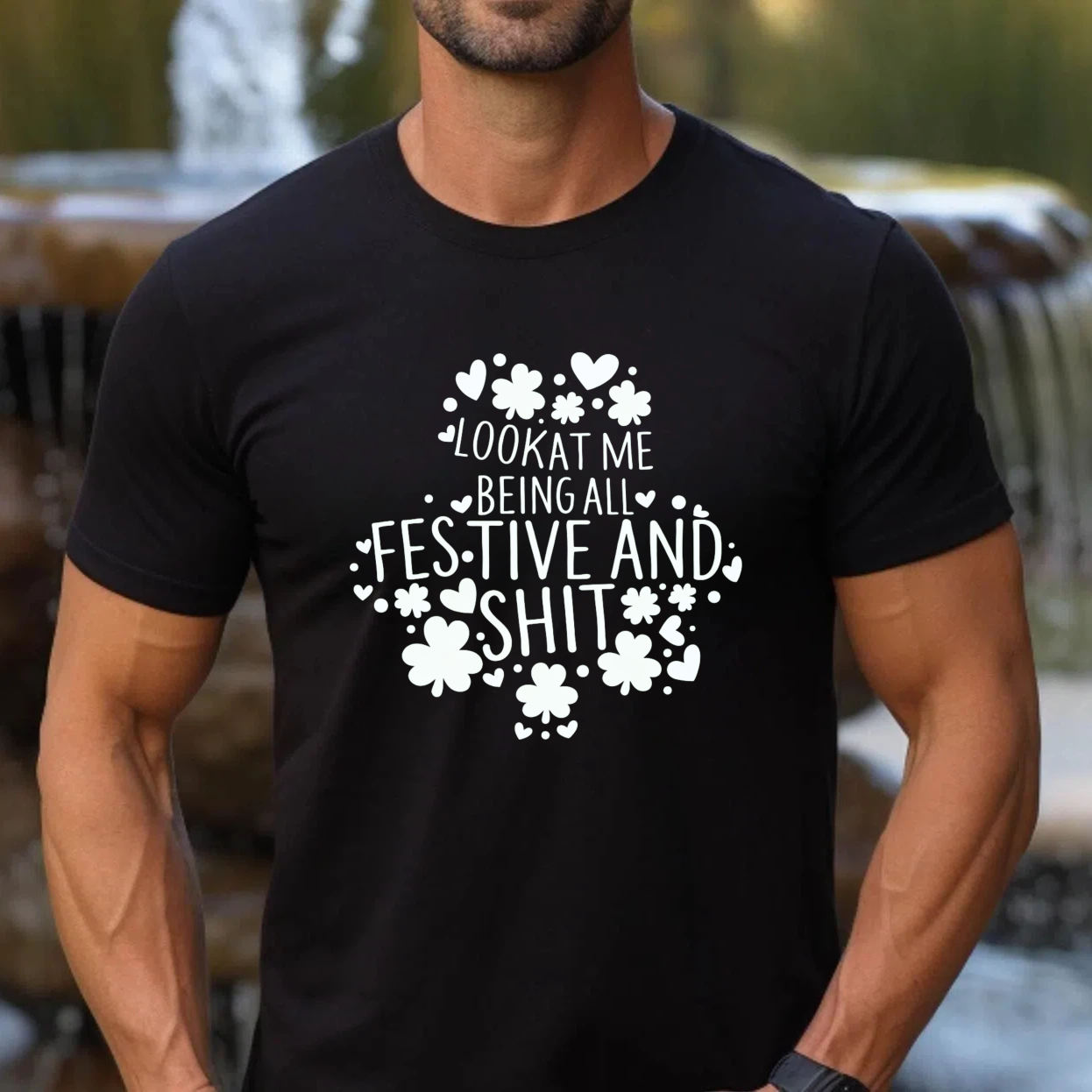 TEECURENT Look At Me Being All Festive And Shit Christmas T-Shirt Funny Holiday Shirt For Men Women Casual Wear Gift Idea