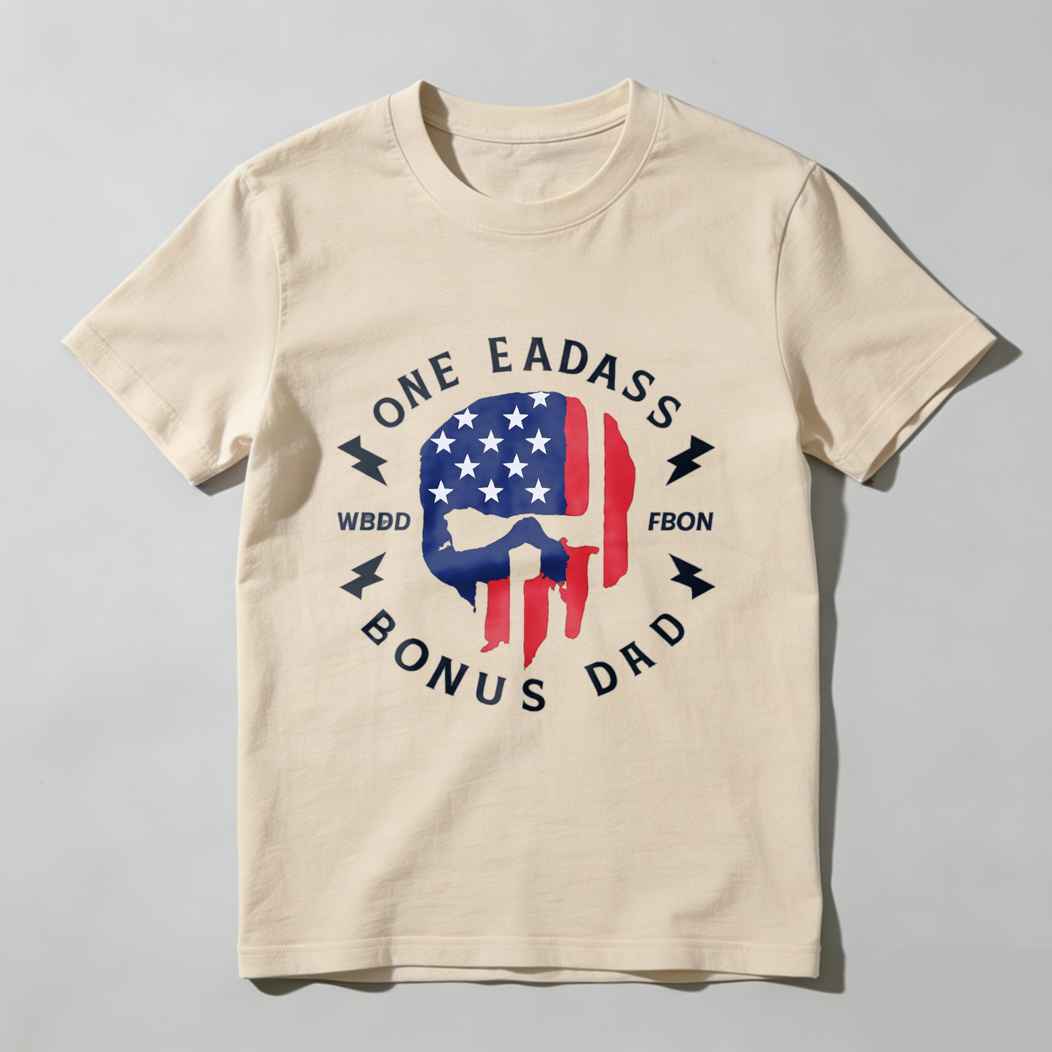 One Badass Bonus Dad T Shirt American Flag Skull Design Made In Usa