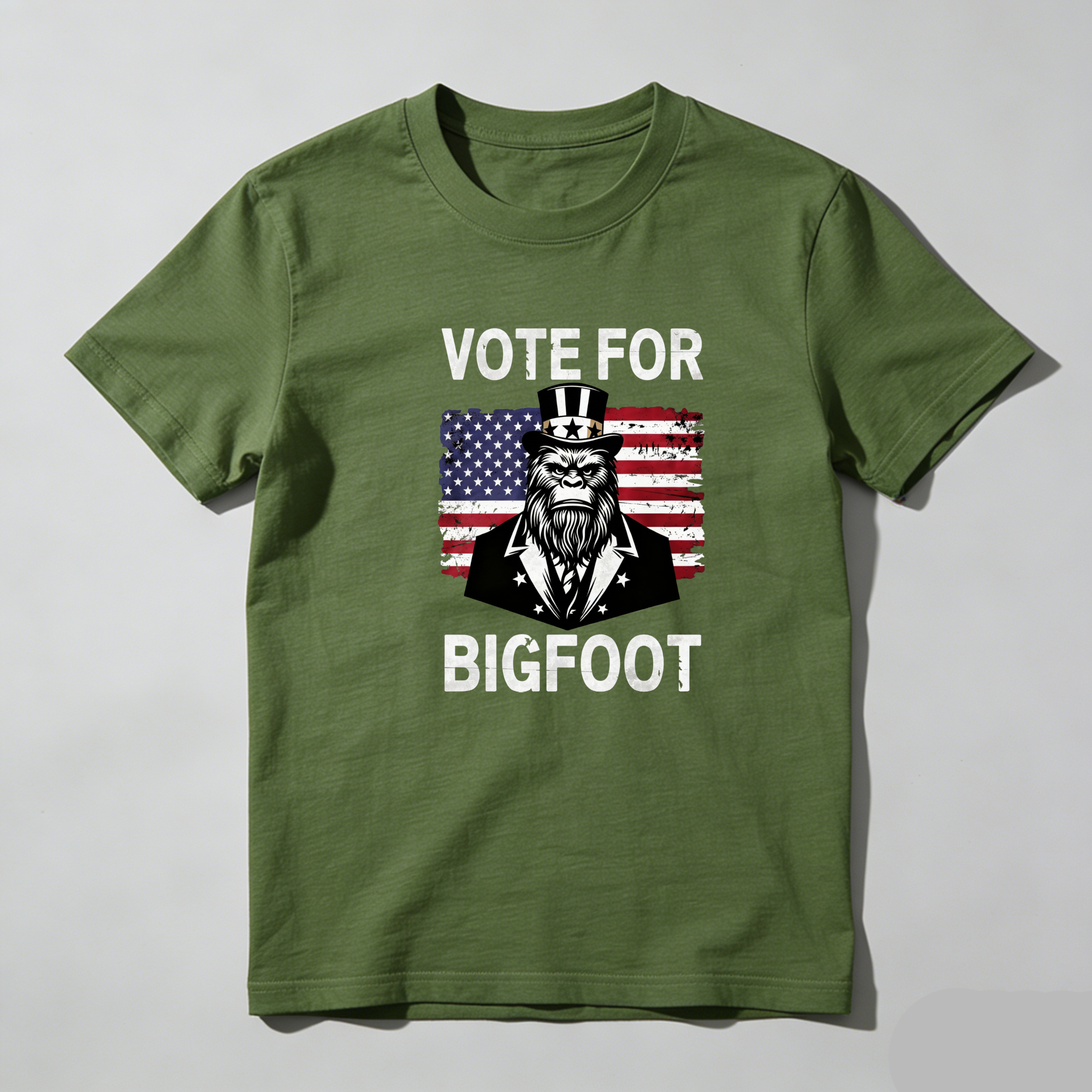 TEECURENT Vote For Bigfoot America Pure Cotton Short Sleeve T Shirt-TeeCurent
