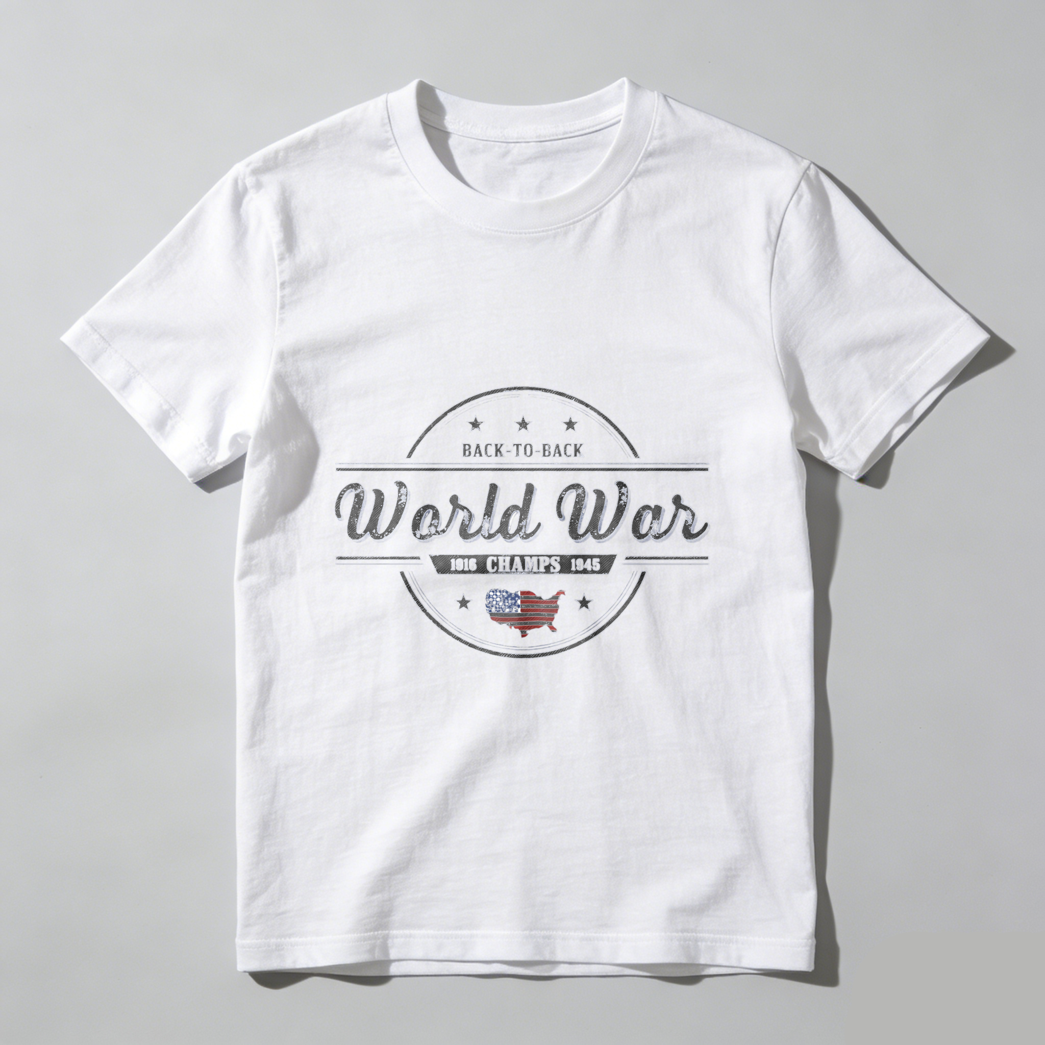 TEECURENT Back To Back World War Champs 1918 1945 Usa Flag T Shirt