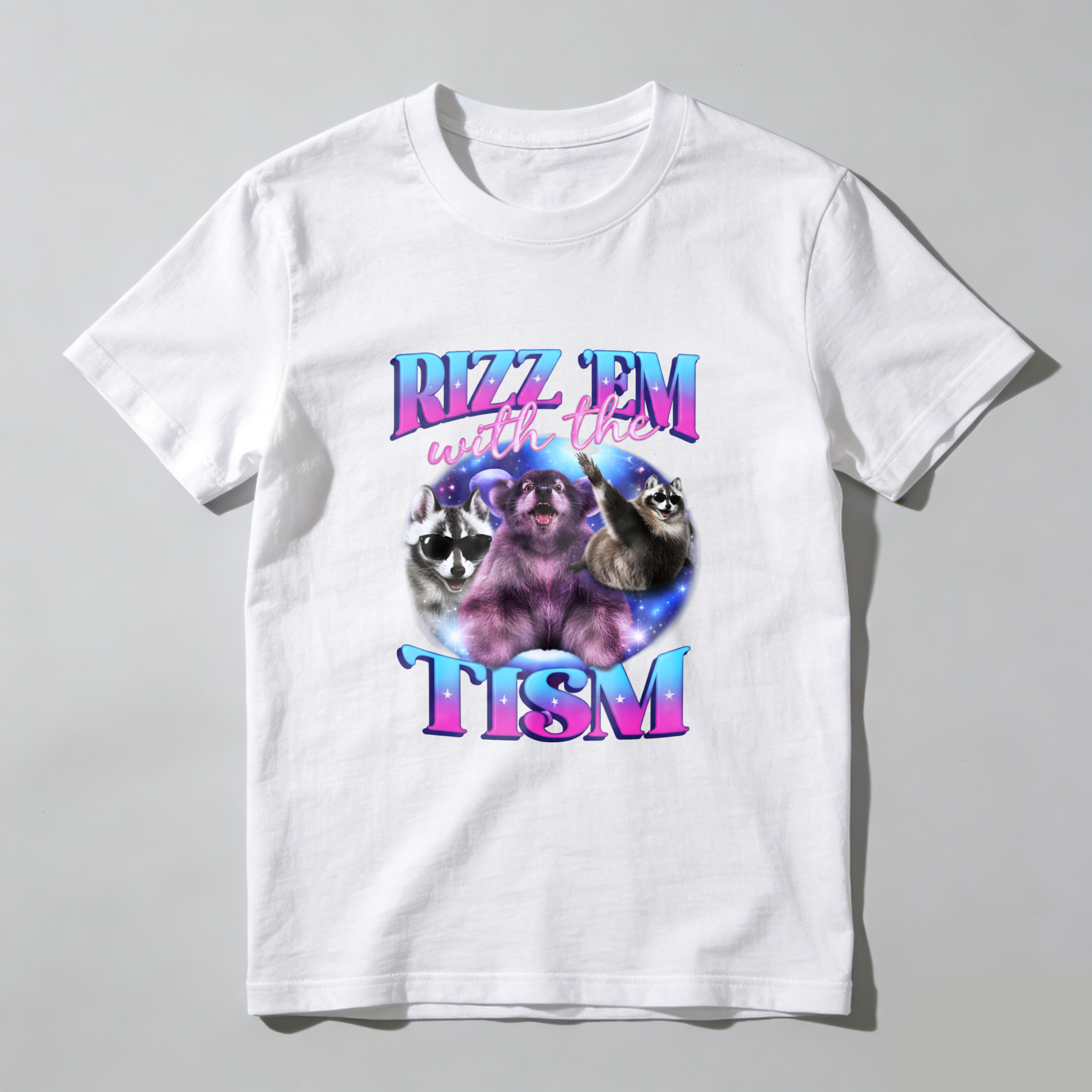 Rizz Em With The Tism Funny Animal Shirt Galaxy Design Black T-Shirt