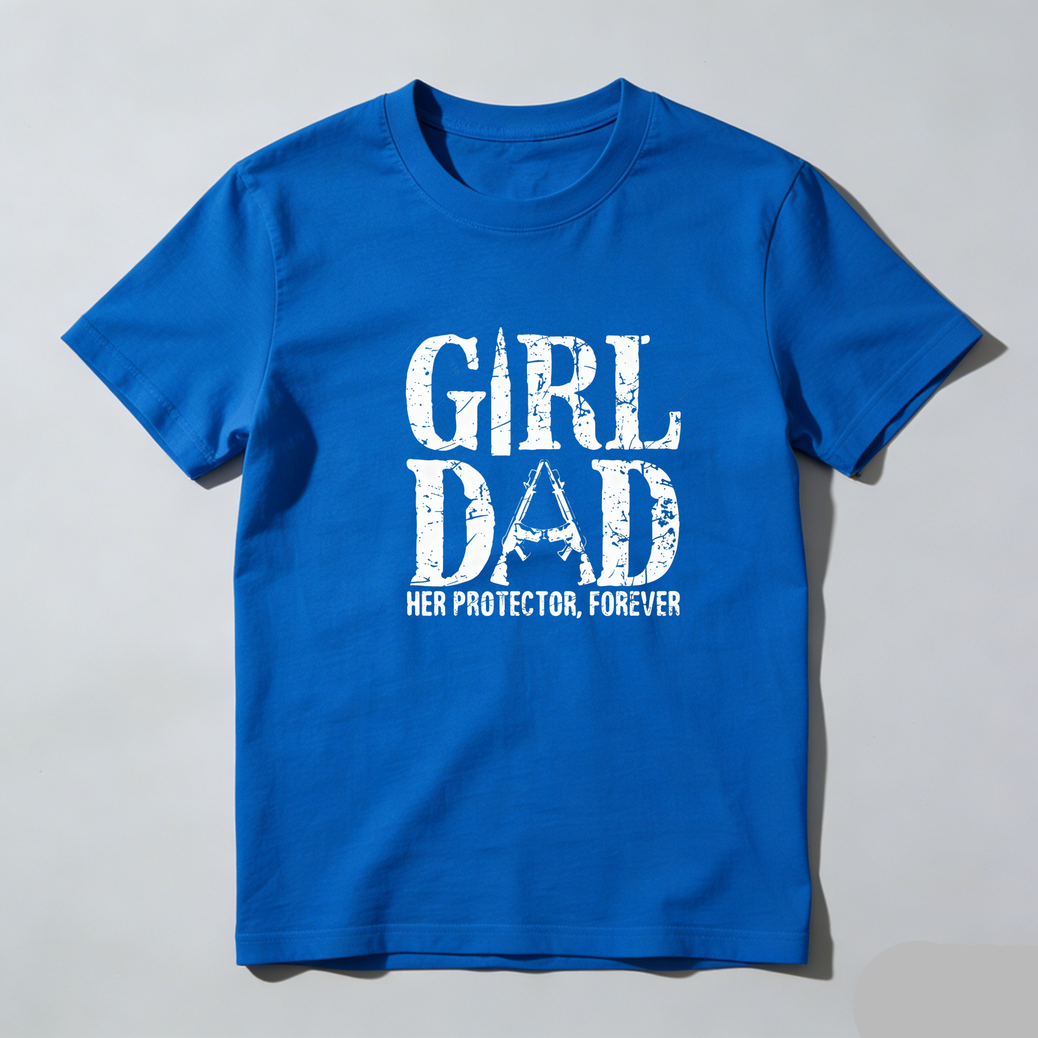 TEECURENT Girl Dad Her Protector Forever Pure Cotton Short Sleeve T Shirt-TeeCurent