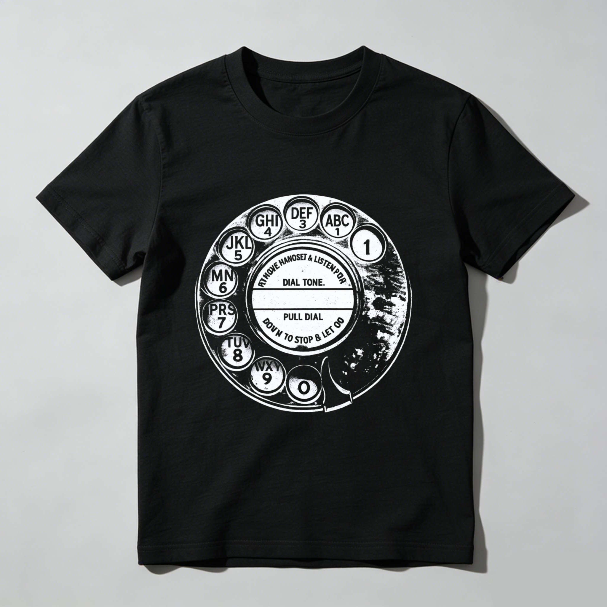 Vintage Rotary Phone Dial Design T-Shirt Made In Usa Classic Retro Telephone Graphic Unisex Black Shirt