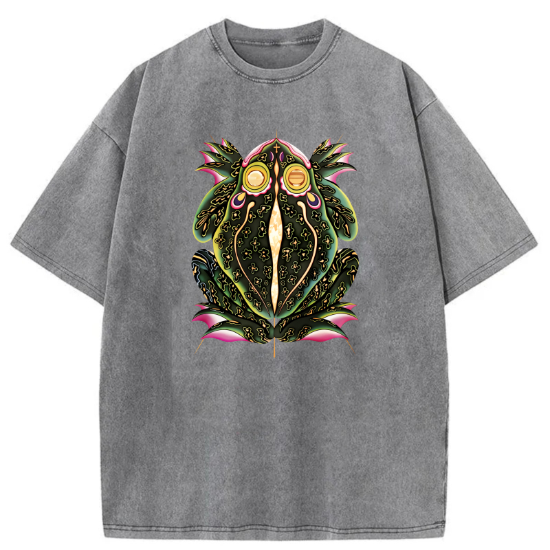 Colorful Frog With Glowing Eyes And Patterns tshirt 100% cotton