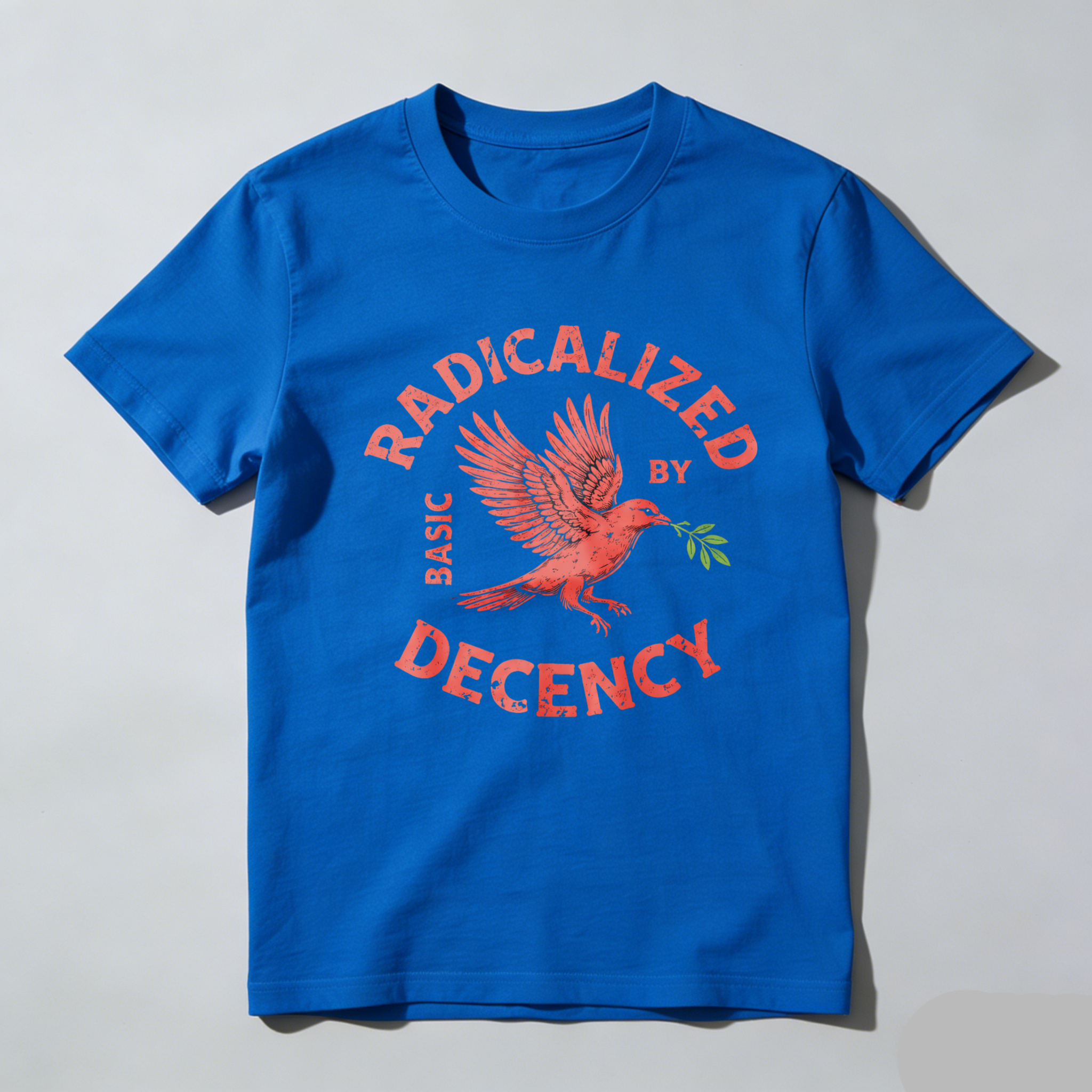 TEECURENTRadicalized By Basic Decency T Shirt With Bird And Olive Branch Design Black Men Women Unisex Apparel-TeeCurent