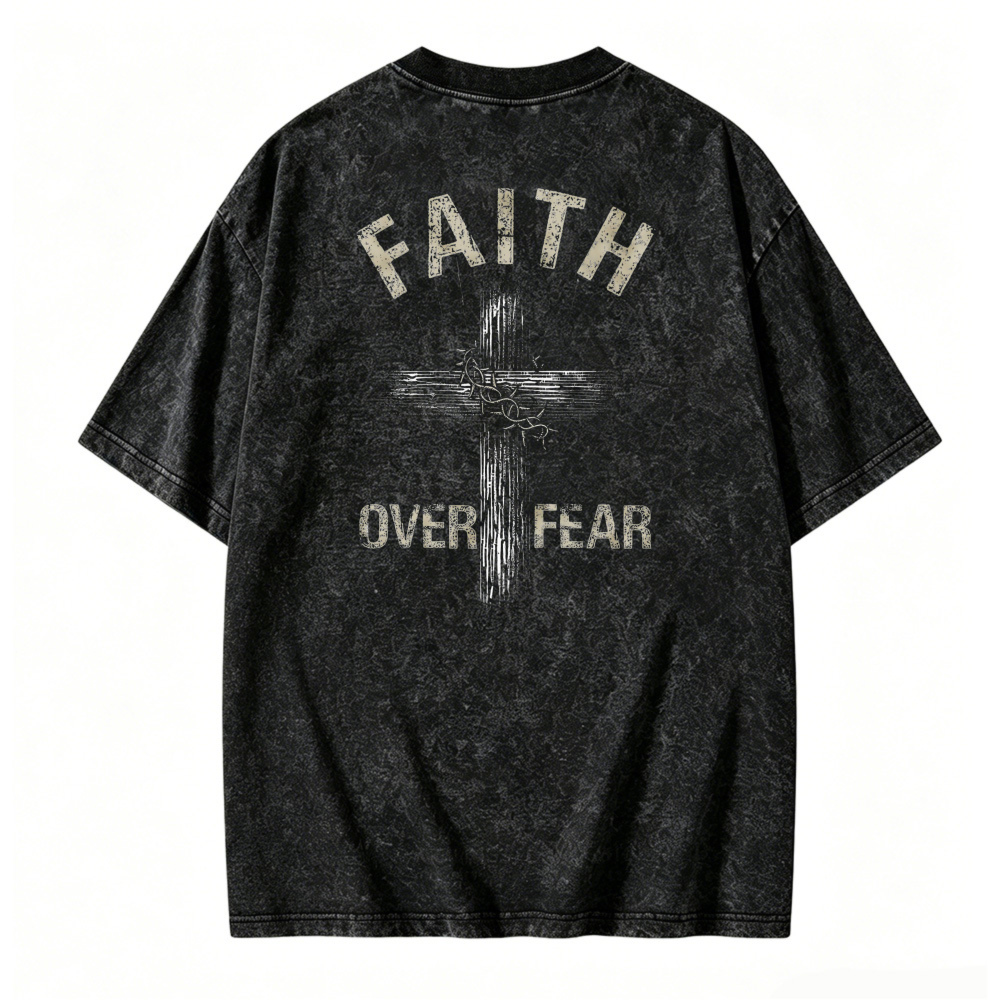 Faith Over Fear Cross Graphic Washed T-shirt
