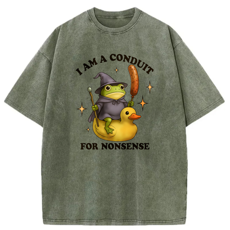 Frog Wizard Riding Duck With Sausage tshirt 100% cotton