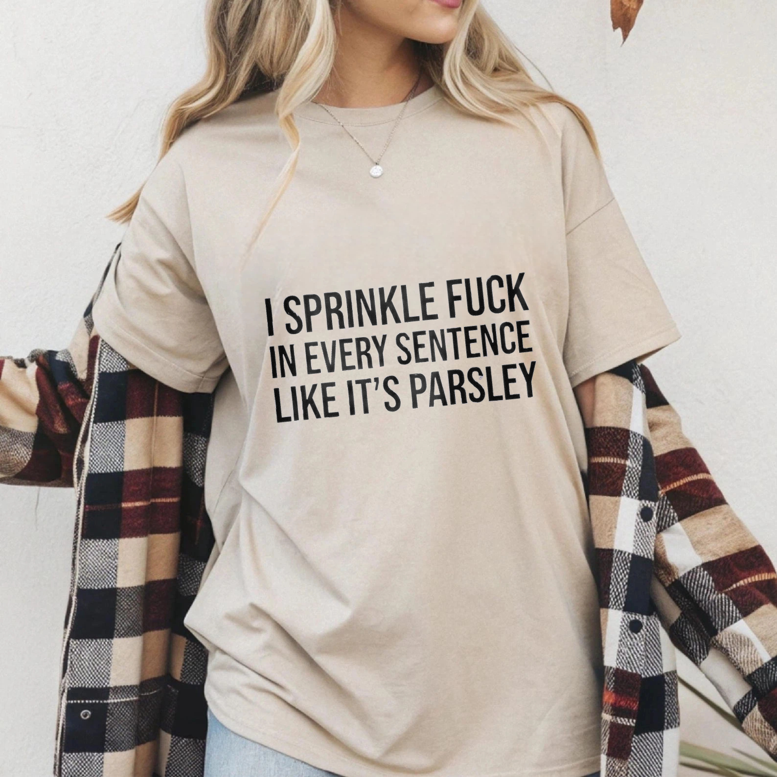 TEECURENT I Sprinkle F Word In Every Sentence Like It's Parsley Funny T-Shirt Sarcastic Humor Tee WOMEN