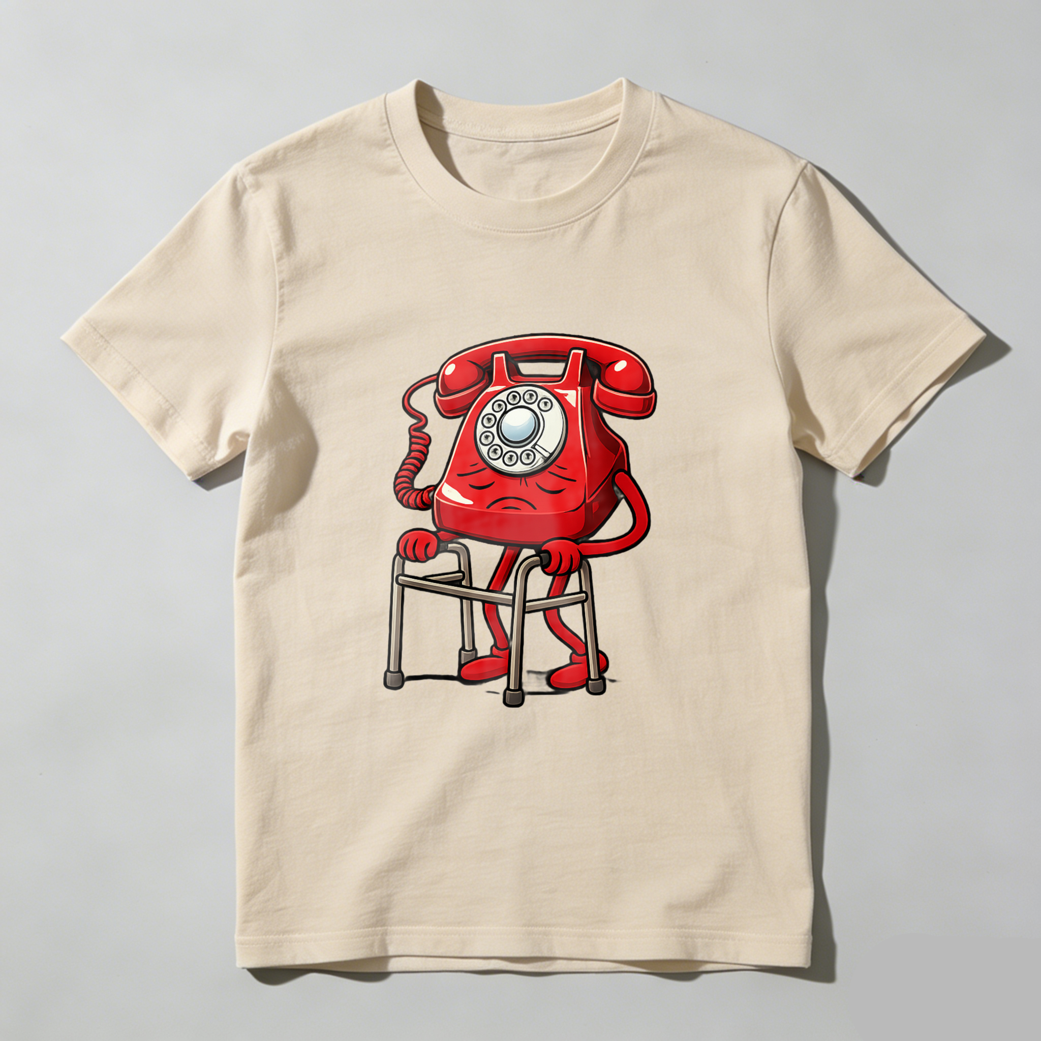Red Vintage Telephone With Crutches T-Shirt Made In Usa