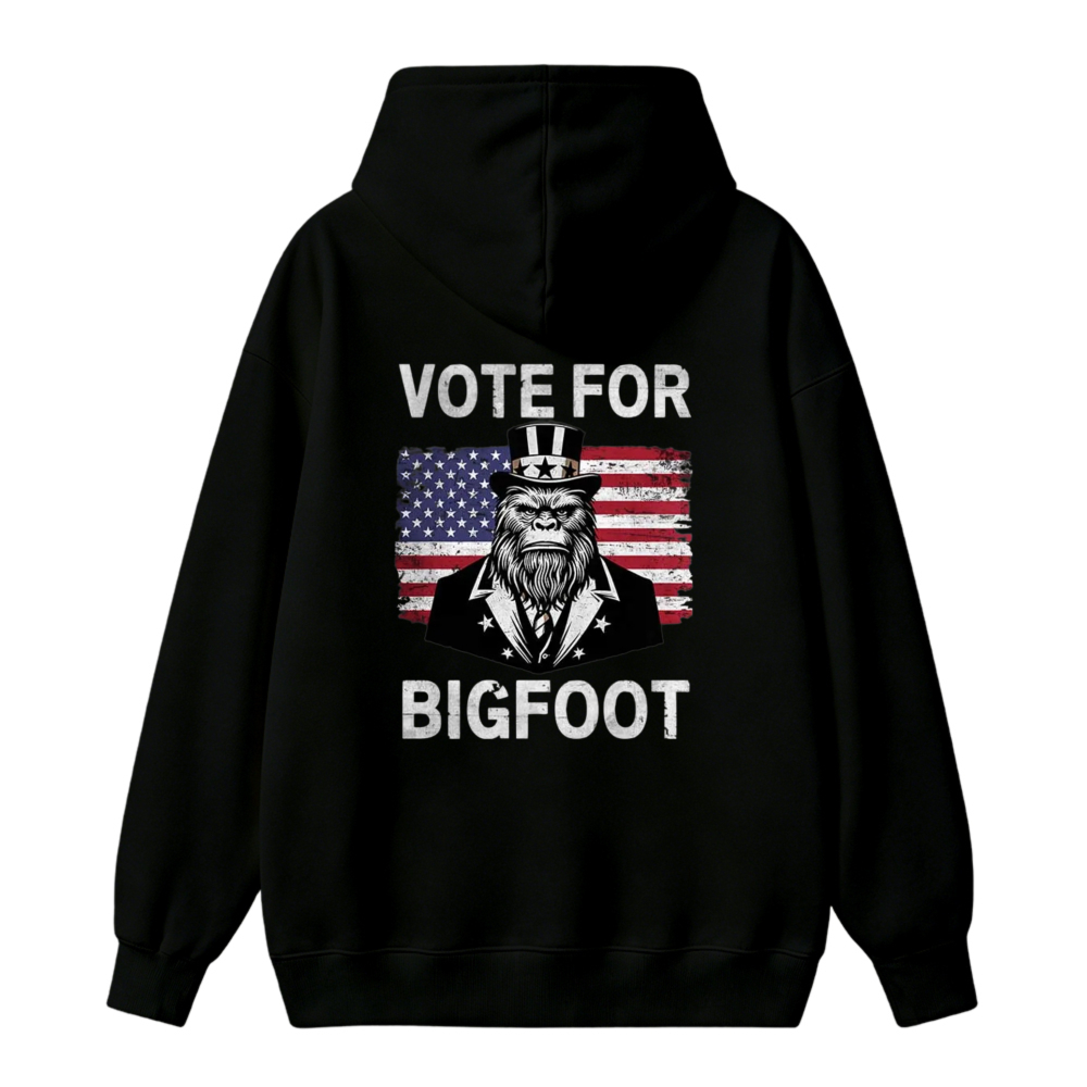 Vote For Bigfoot American Flag Sasquatch Patriotic Funny Unisex Classic Hoodie