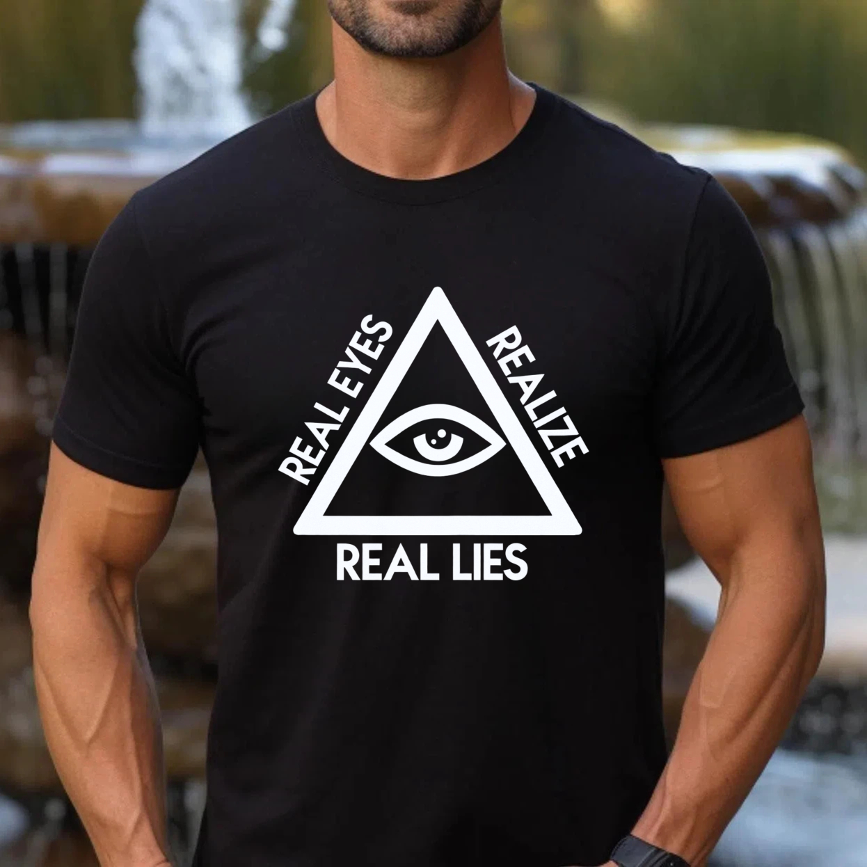TEECURENT  Real Eyes Realize Real Lies Eye In Triangle(1) TEECURENT
