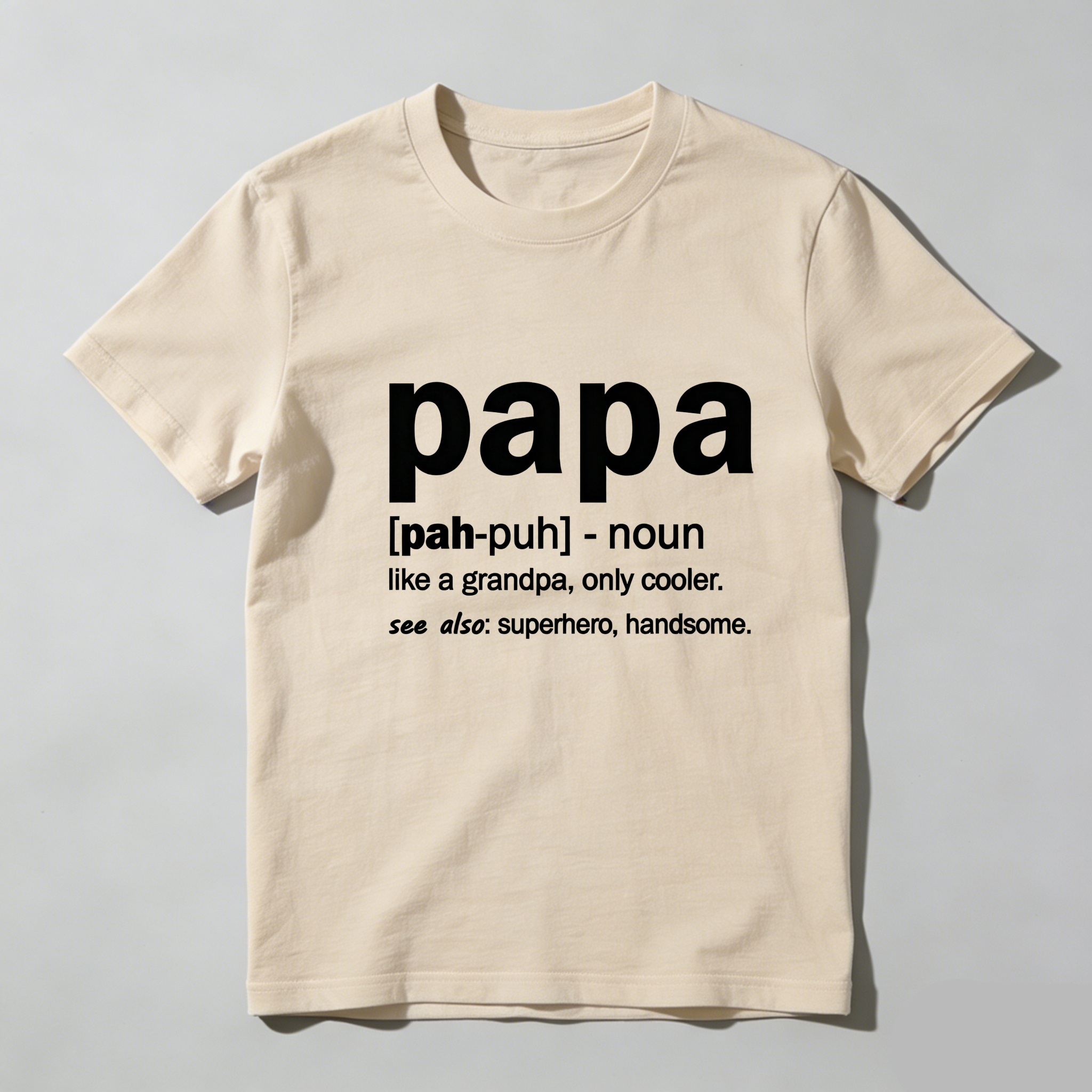 TEECURENT Papa Definition Cool Grandpa Superhero Handsome Pure Cotton Short Sleeve T Shirt-TeeCurent
