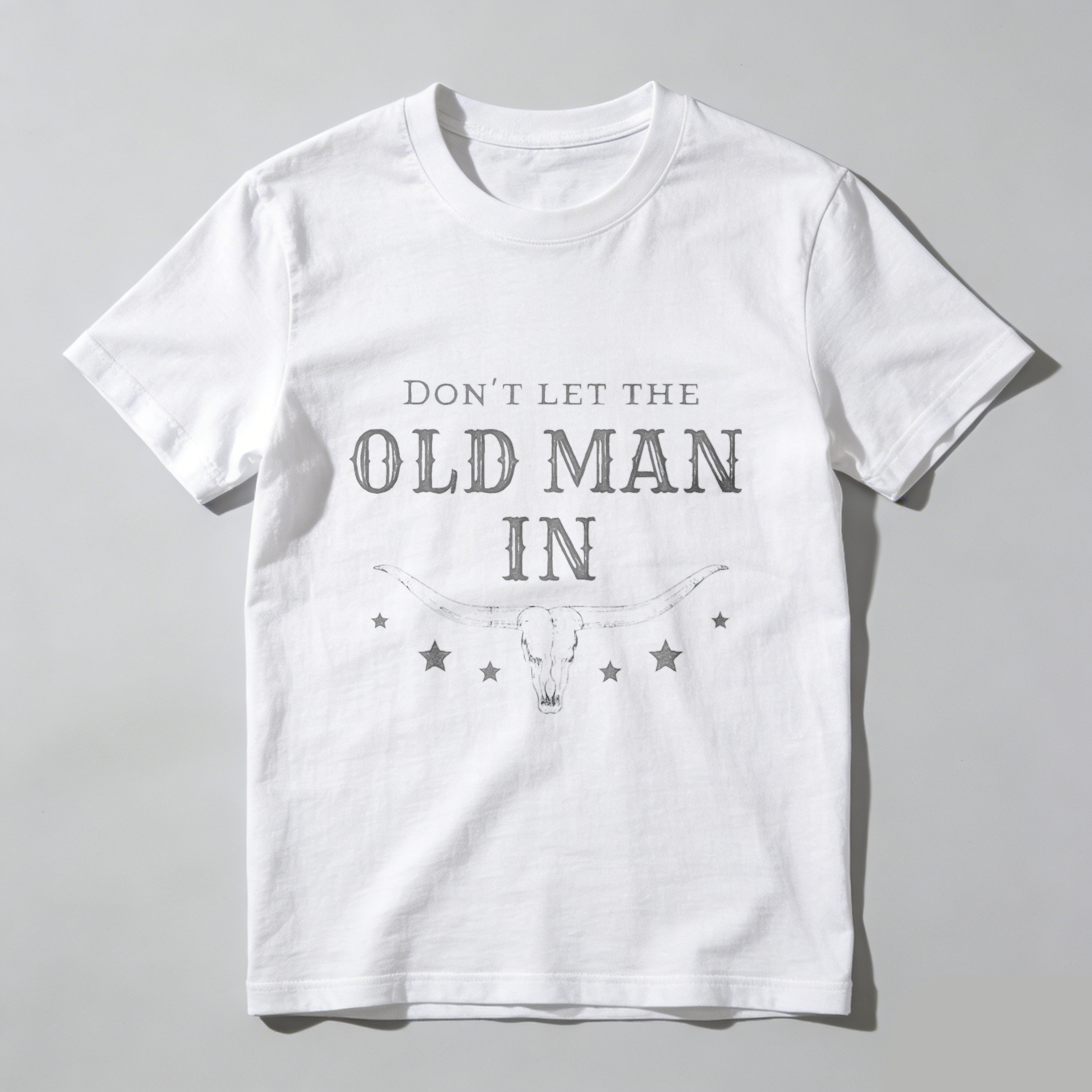 TEECURENT Dont Let The Old Man In Bull Skull Western T Shirt Men Women Cowgirl Country Style Graphic Tee