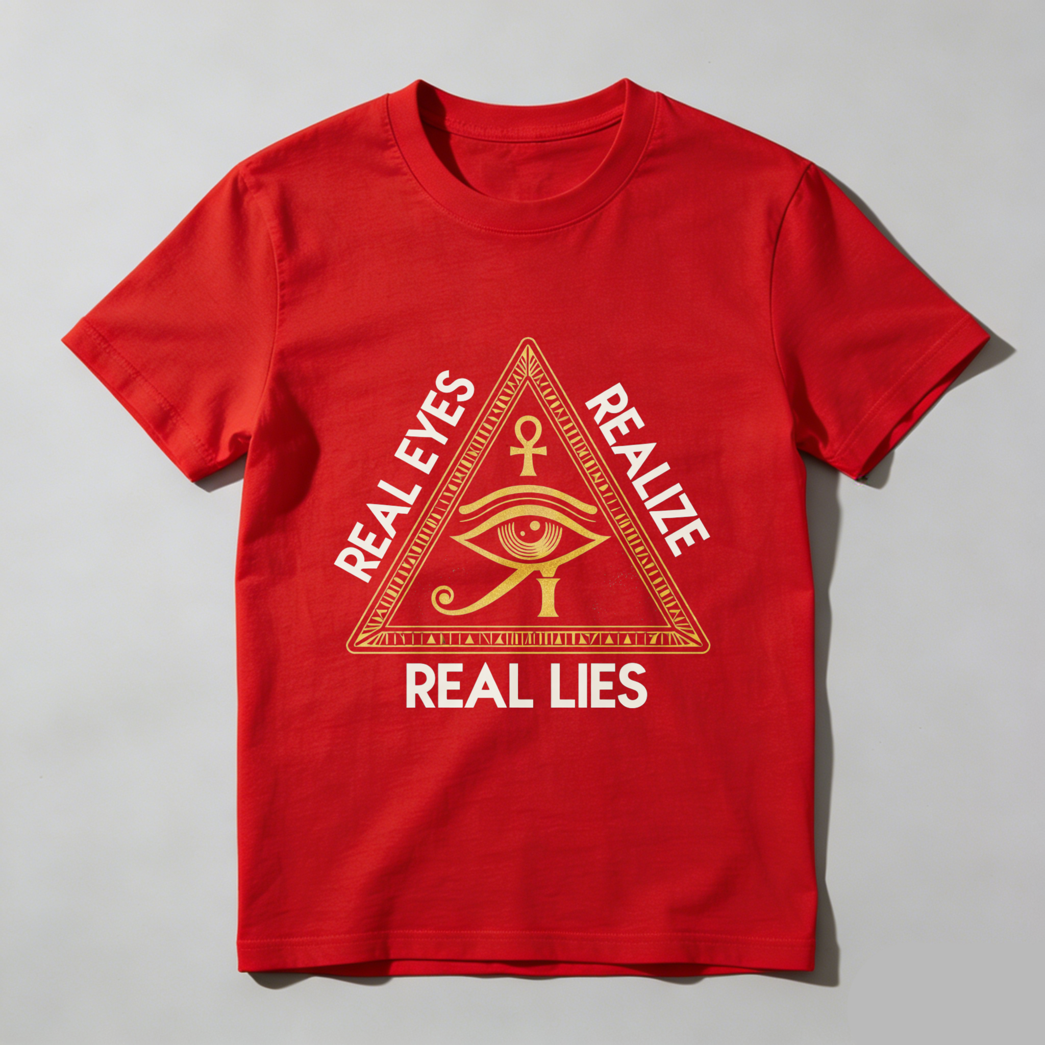 TEECURENT  Real Eyes Realize Real Lies Pyramid Eye Symbol TEECURENT