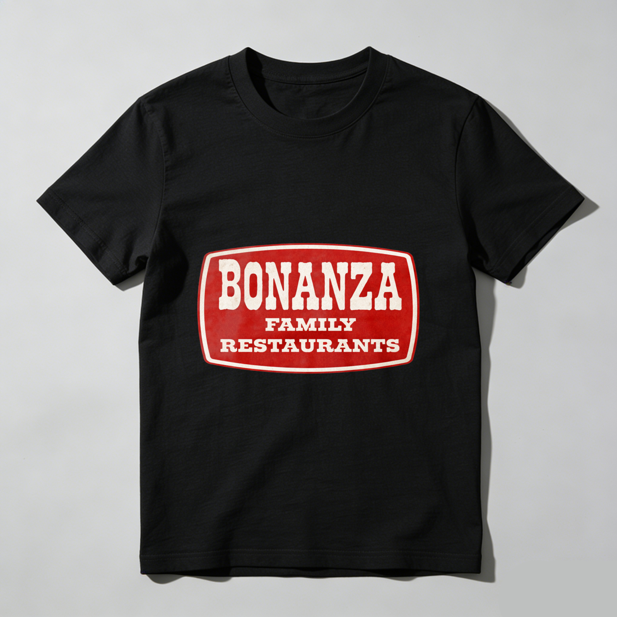 TEECURENT Bonanza Family Restaurants T Shirt Black Classic Logo Design Casual Wear
