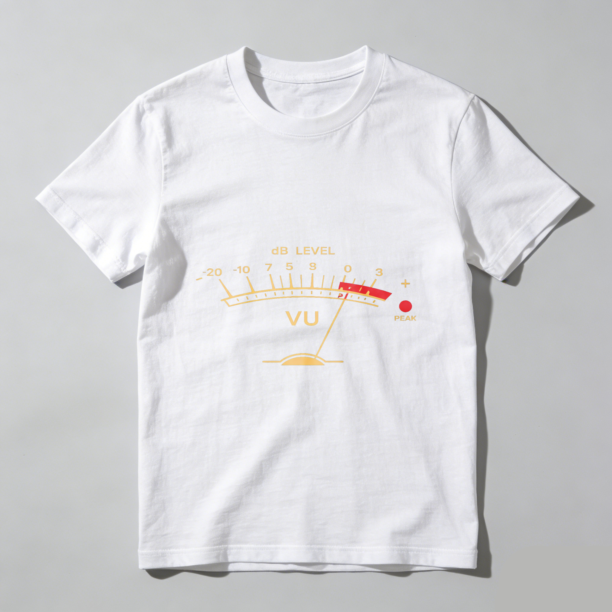 VU Meter Db Level Audio Gauge Design T Shirt Music Recording Studio Theme Black Cotton Shirt