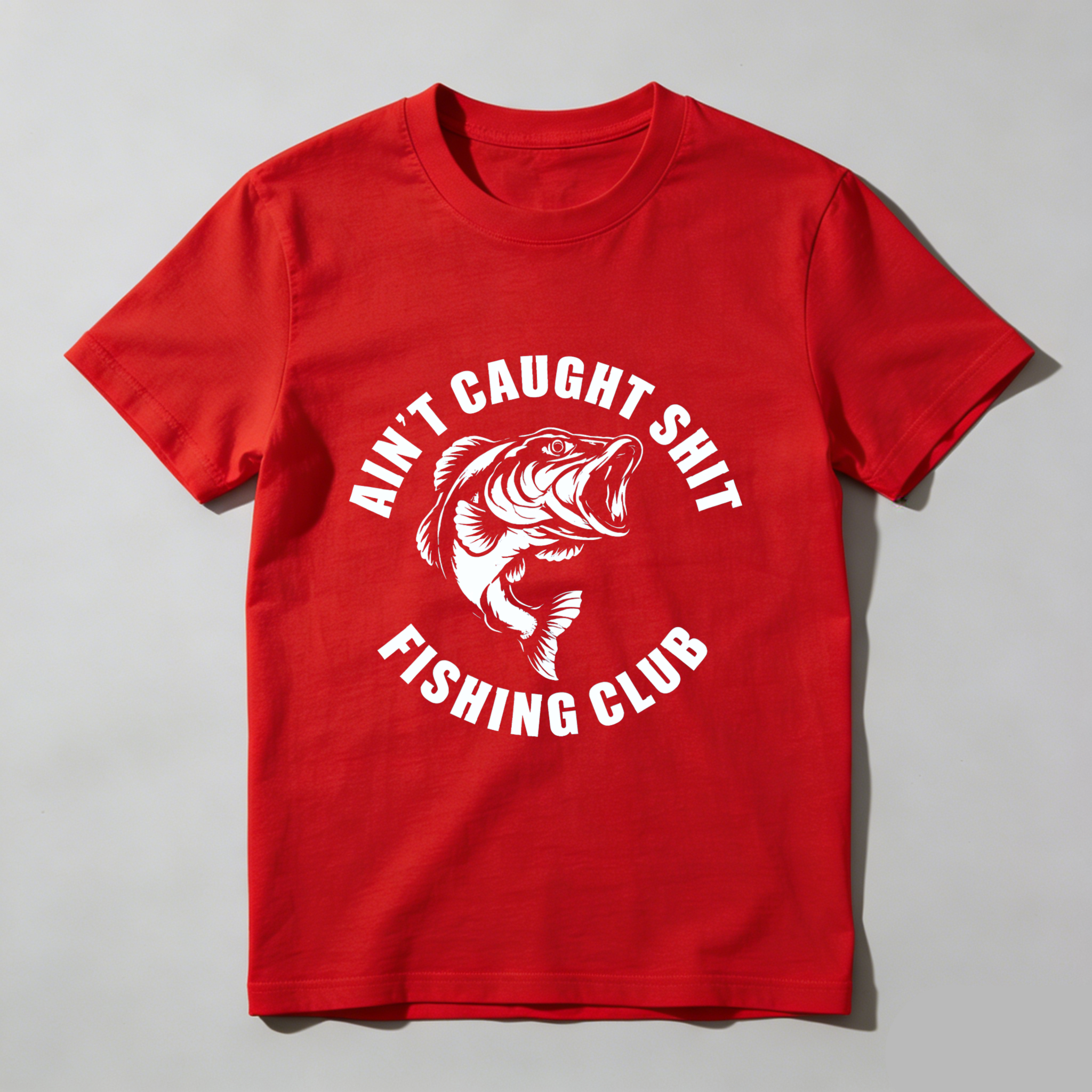 TEECURENT Aint Caught Shit Fishing Club T-Shirt Black Men's Casual Graphic Tee Fish Design Funny Fishing Humor Apparel WOMEN
