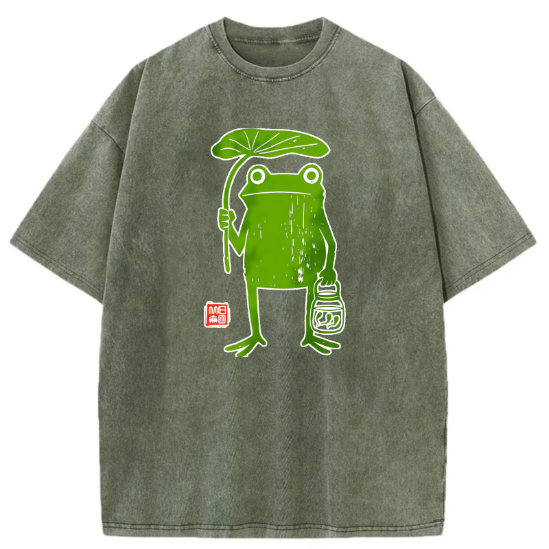 Frog Holding Umbrella And Lantern tshirt 100% cotton