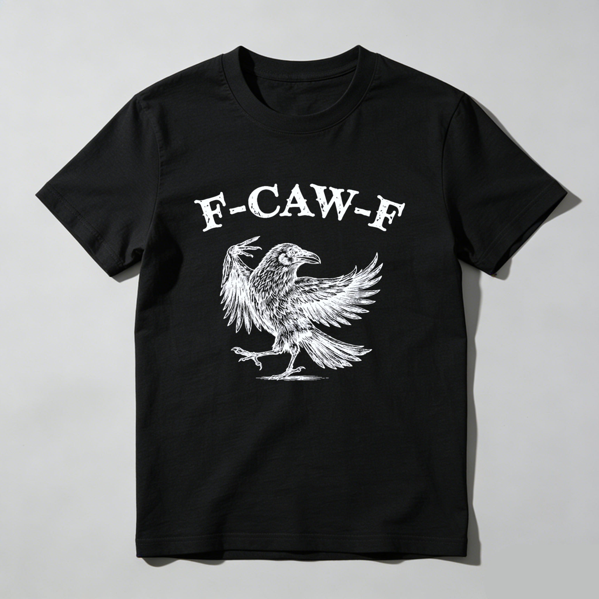 Teecurent F Caw F Crow Bird Print Pure Cotton Short Sleeve T Shirt