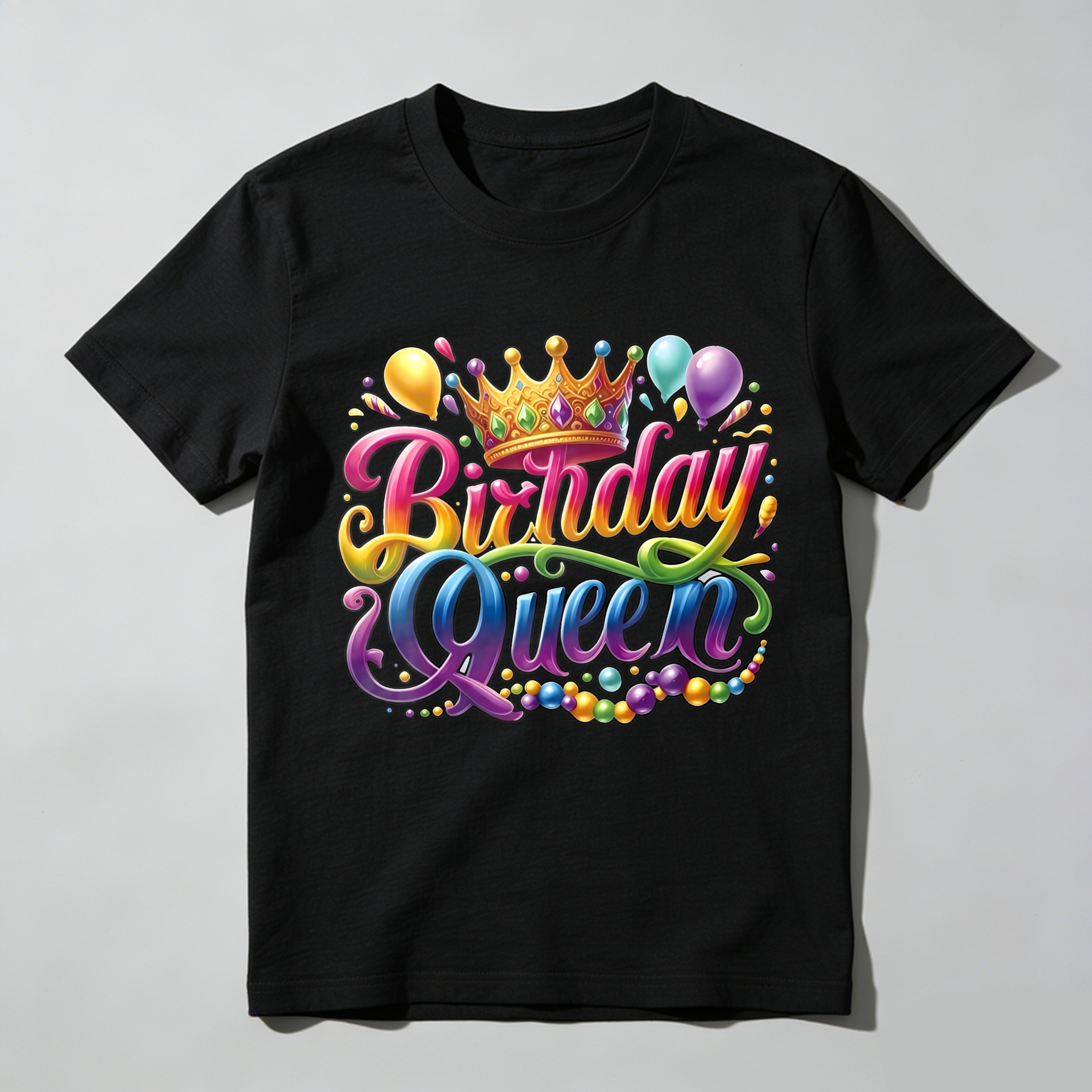 Birthday Queen Crown Balloons And Gems T-shirt
