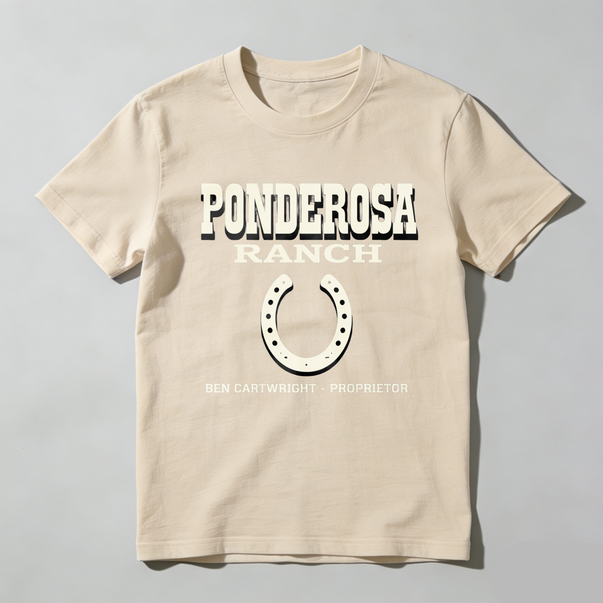 TEECURENTPonderosa Ranch T-Shirt Ben Cartwright Proprietor Western Cowboy Shirt Black Cotton Tee-TeeCurent