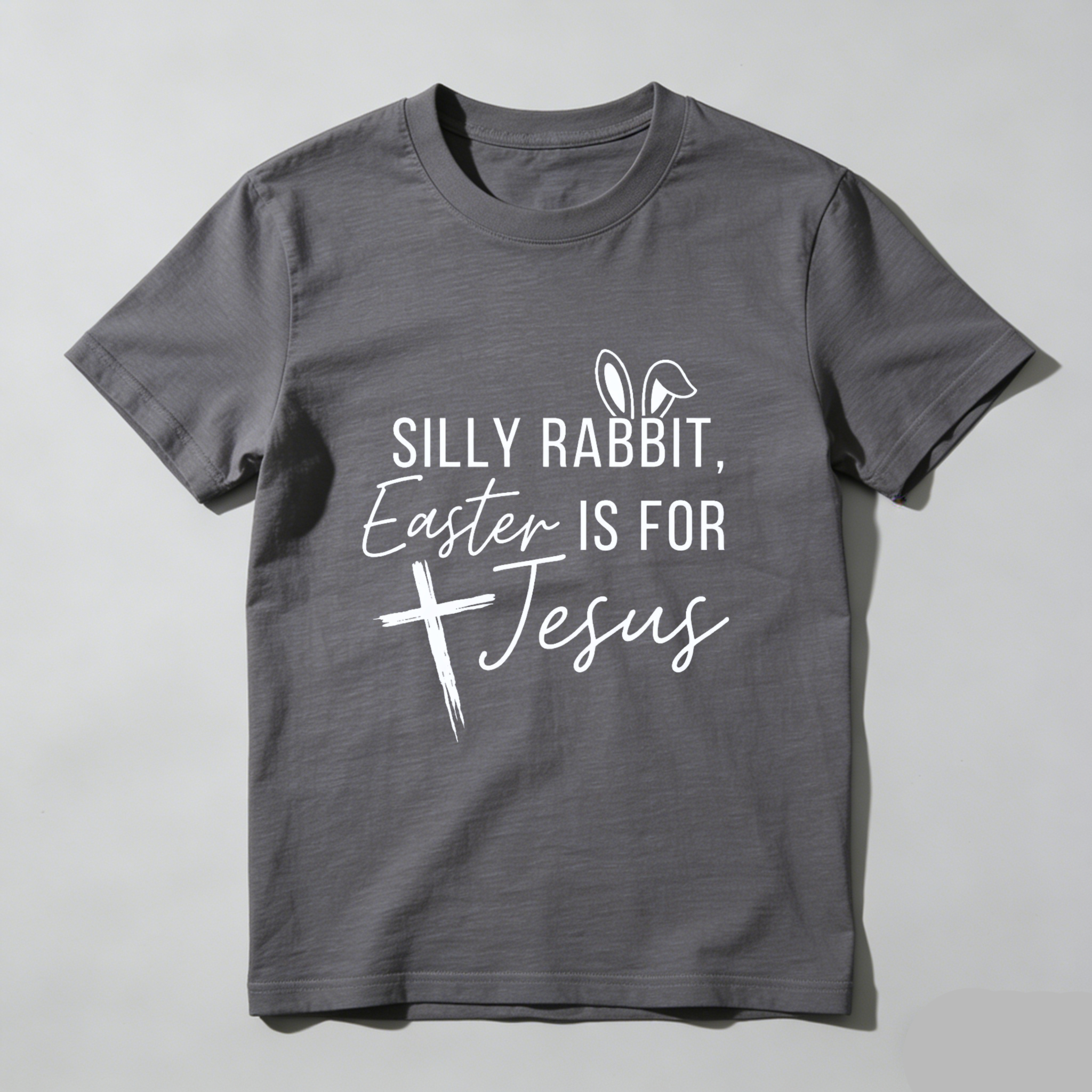 TEECURENT Silly Rabbit Easter Is For Jesus Christian Easter T Shirt With Cross And Bunny Ears Design WOMEN