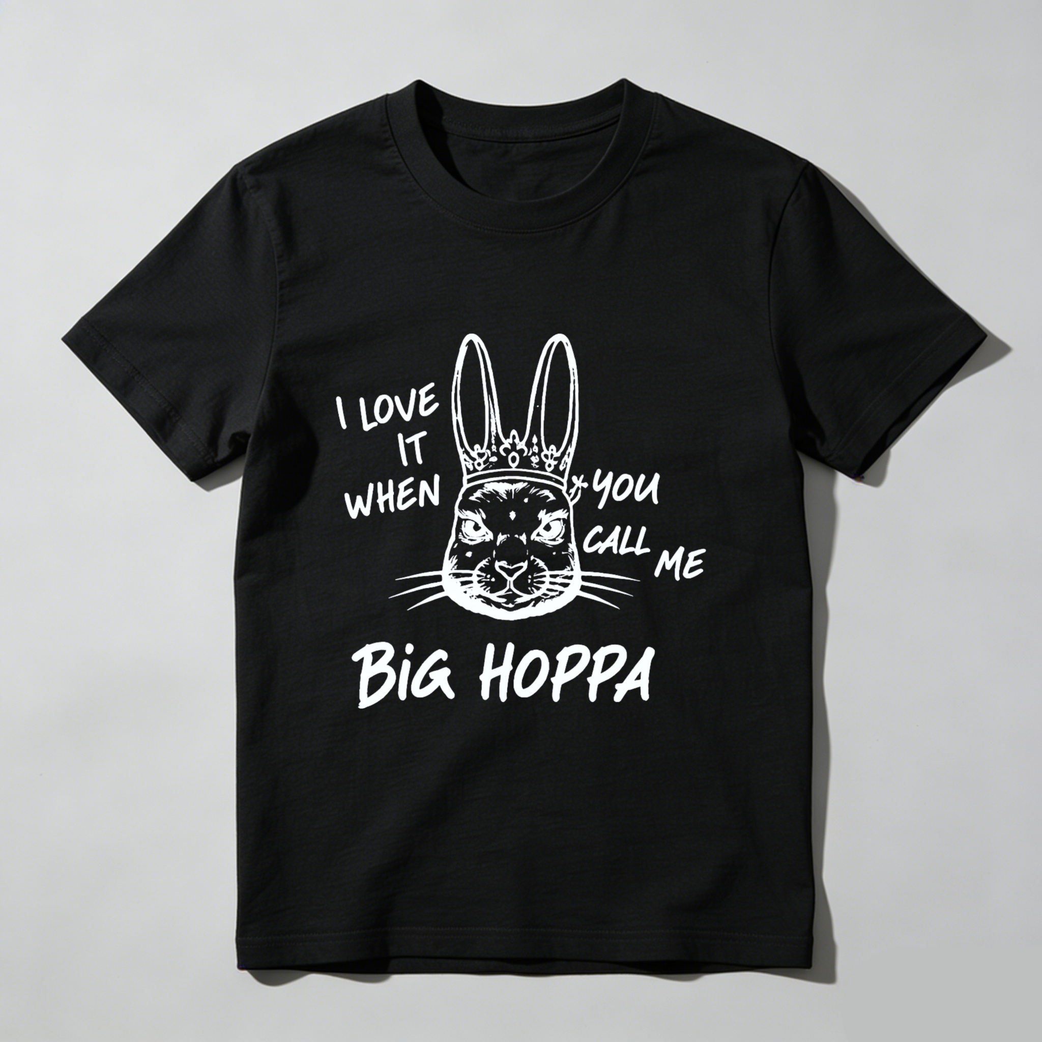 TEECURENT I Love It When You Call Me Big Hoppa Bunny Rabbit T-Shirt With Crown Design Funny Easter Shirt For Men Women Unisex Casual Wear WOMEN