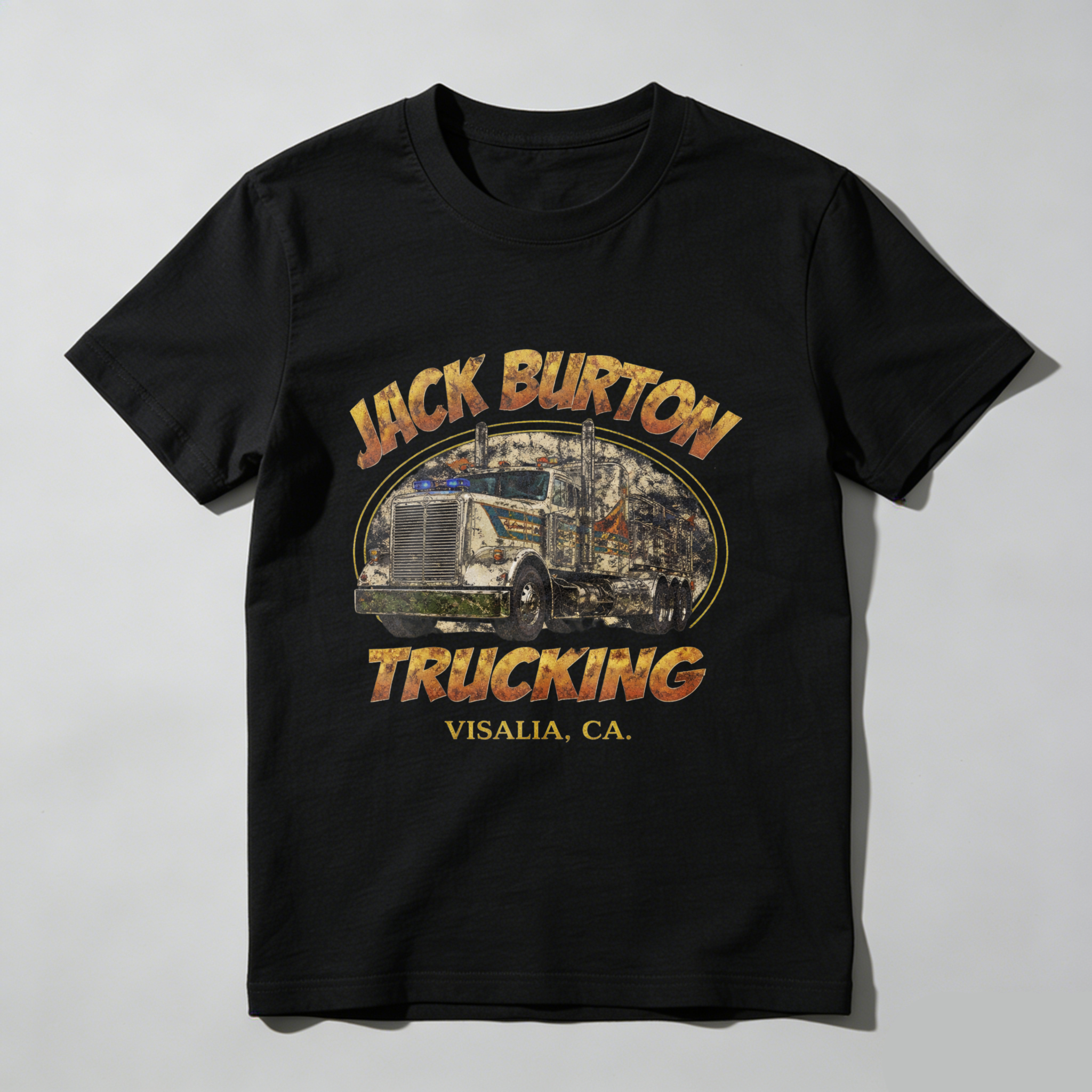 TEECURENT Jack Burton Trucking Visalia Ca T Shirt Men's Classic Fit Cotton Graphic Tee Apparel