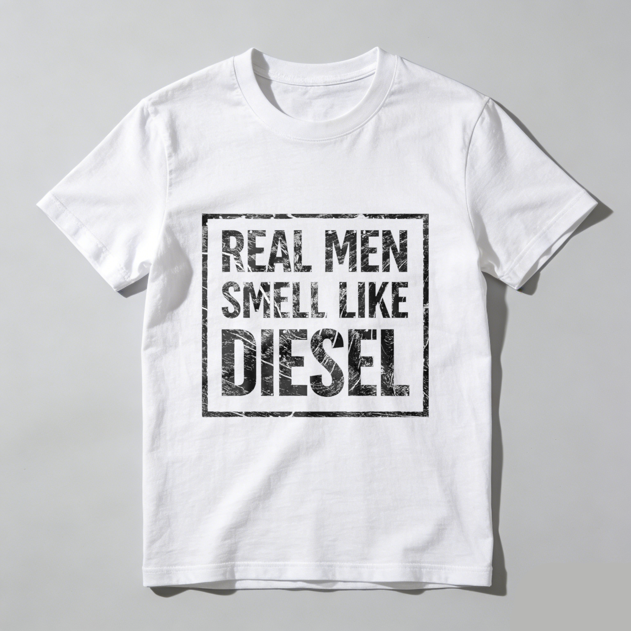Real Men Smell Like Diesel T-Shirt For Men Black Casual Graphic Tee Shirt With Bold Statement Design